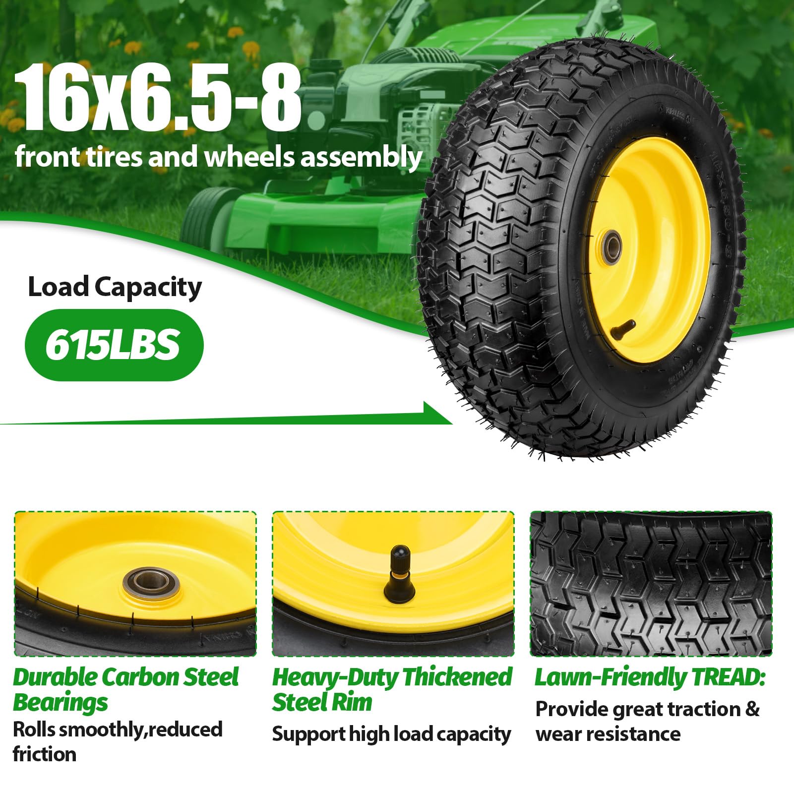 Amazon.co.jp: 16x6.50-8タイヤとホイール、芝刈り機タイヤ2個 16x6.50