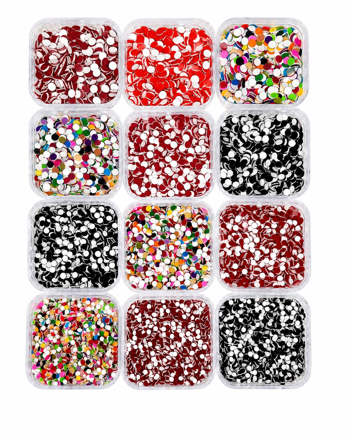 Kumkum Bindi Combo Pack 12 Box Velvet Round Sticker 4 Sizes | Self Adhesive, Multi Colour, Tikli Pottu Tilak, Women's Wear, Assorted Designs-image-16