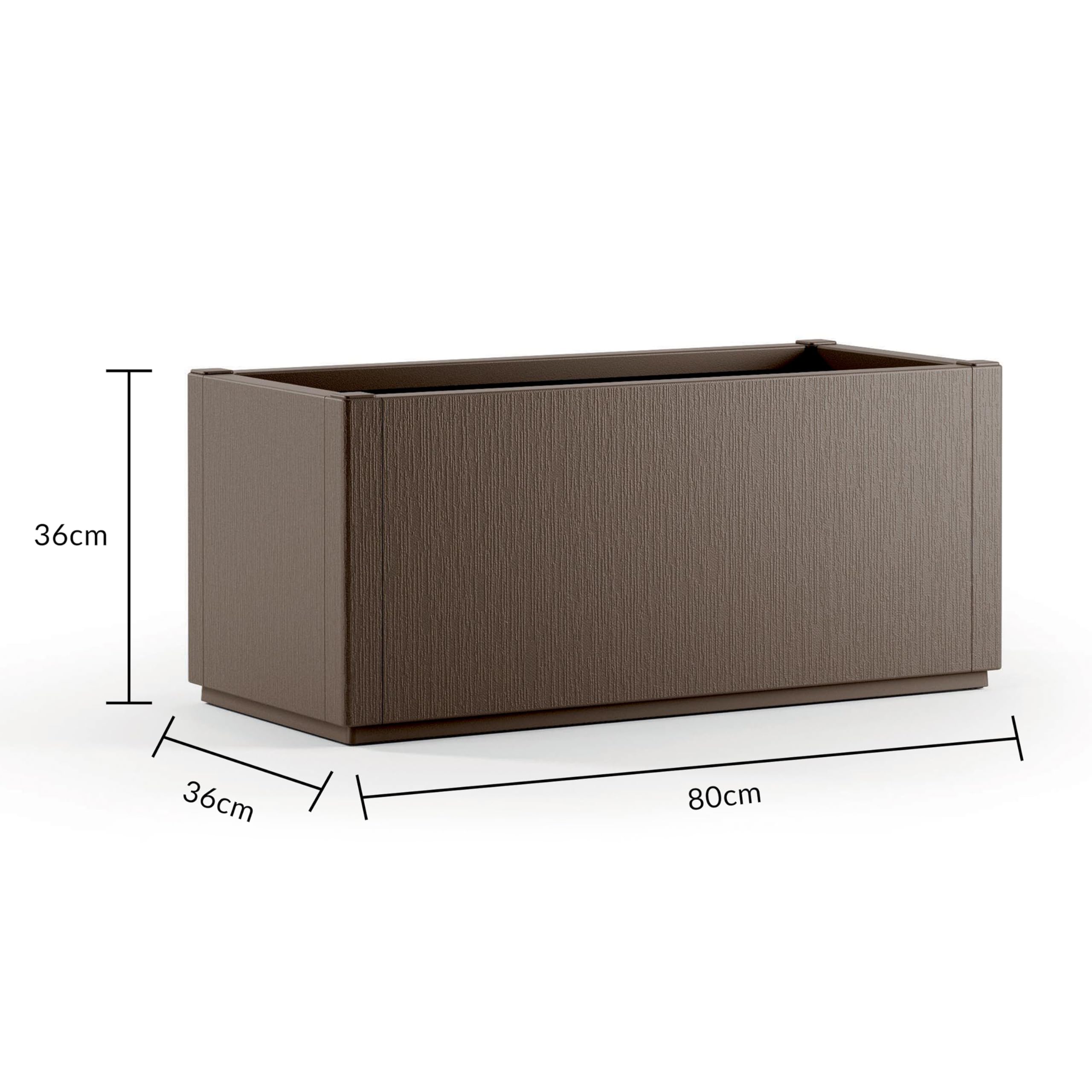 Design plantenbak, groot, grijs, 80 x 40 cm, XXL, kunststof, bloembak, plantenbak, vierkant