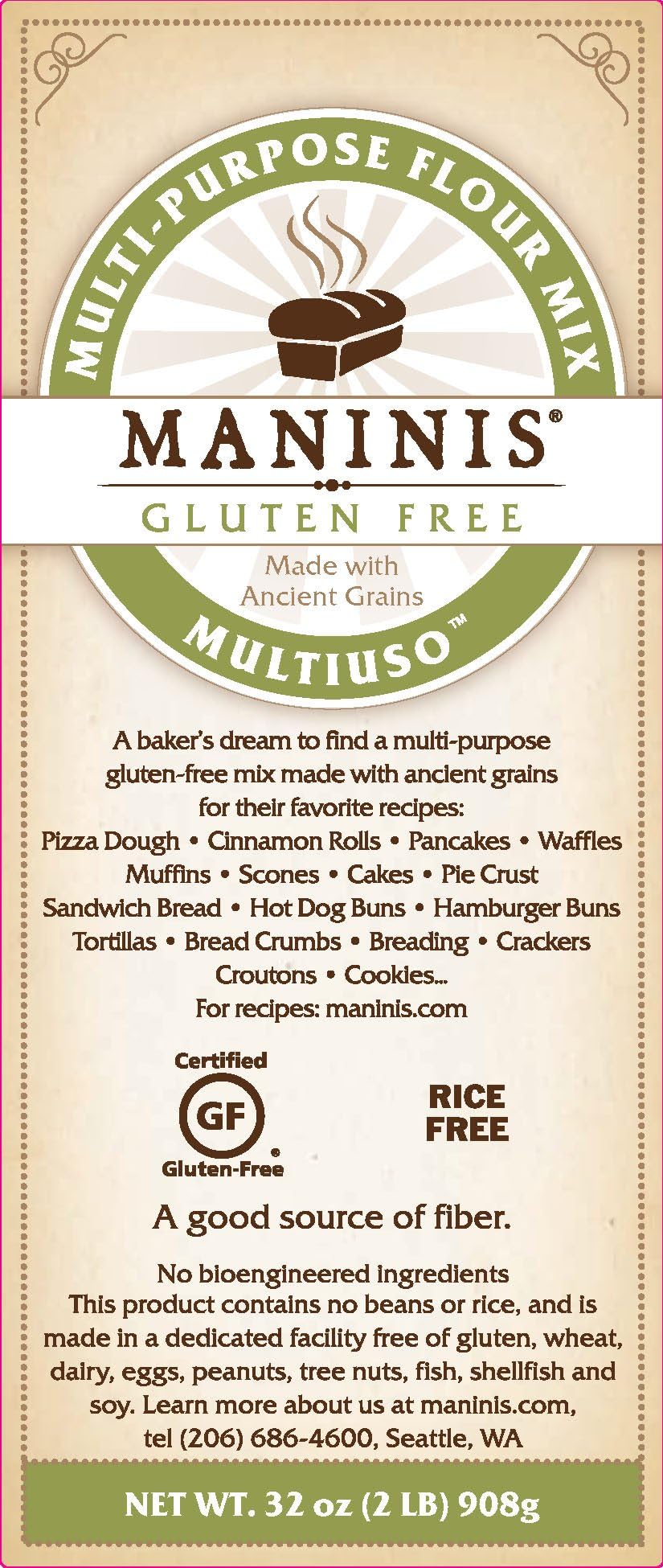 MANINIS Ancient Grains Gluten Free Multi-Purpose Flour Mix (2lb bag)