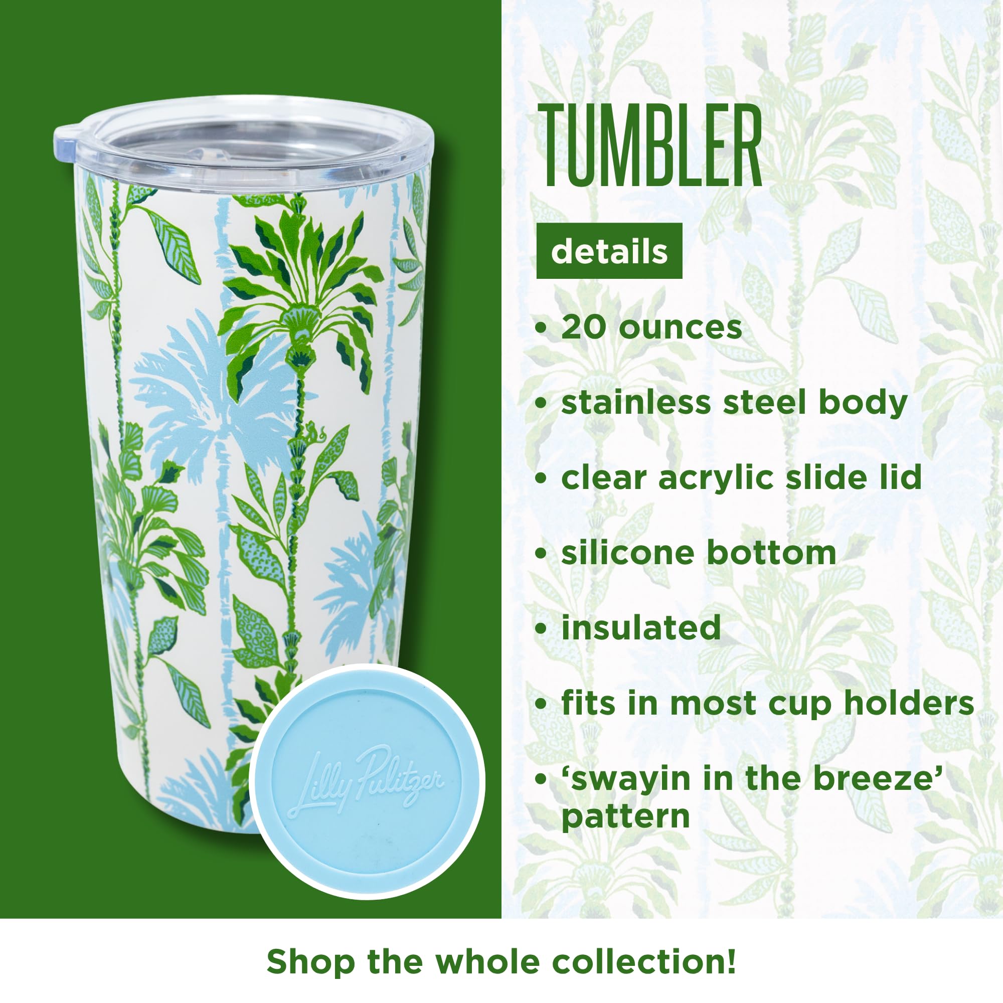 Amazon.com | Lilly Pulitzer 20 oz Insulated Tumbler, Swayin in the