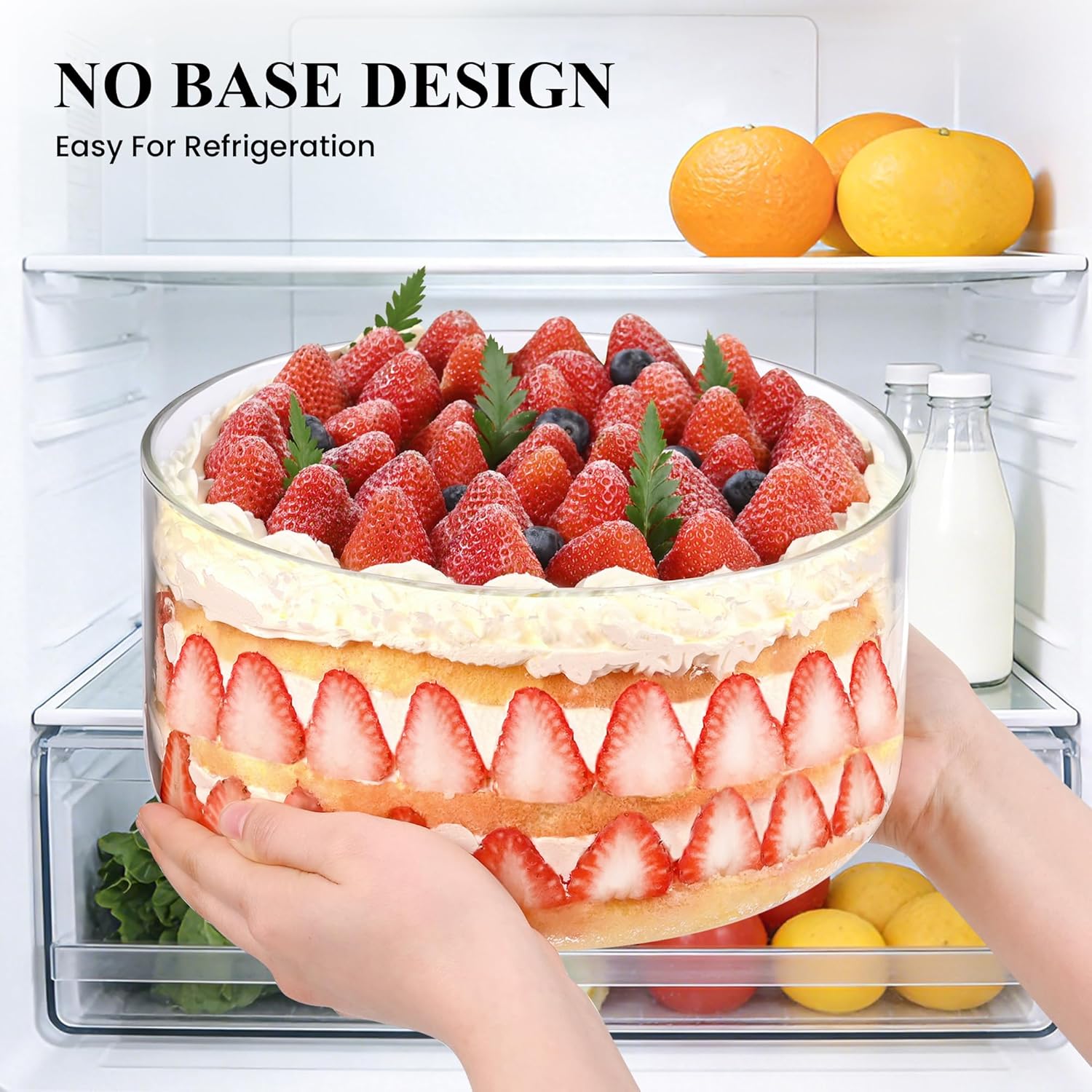 Glass Trifle Bowl with Bamboo Lid, 197 oz Large Glass Salad Bowl - Versatile Mixing and Serving Dish for Cake, Salad, Fruit, Baking, Dessert, Meal Prep, Storing, Microwave & Oven Safe
