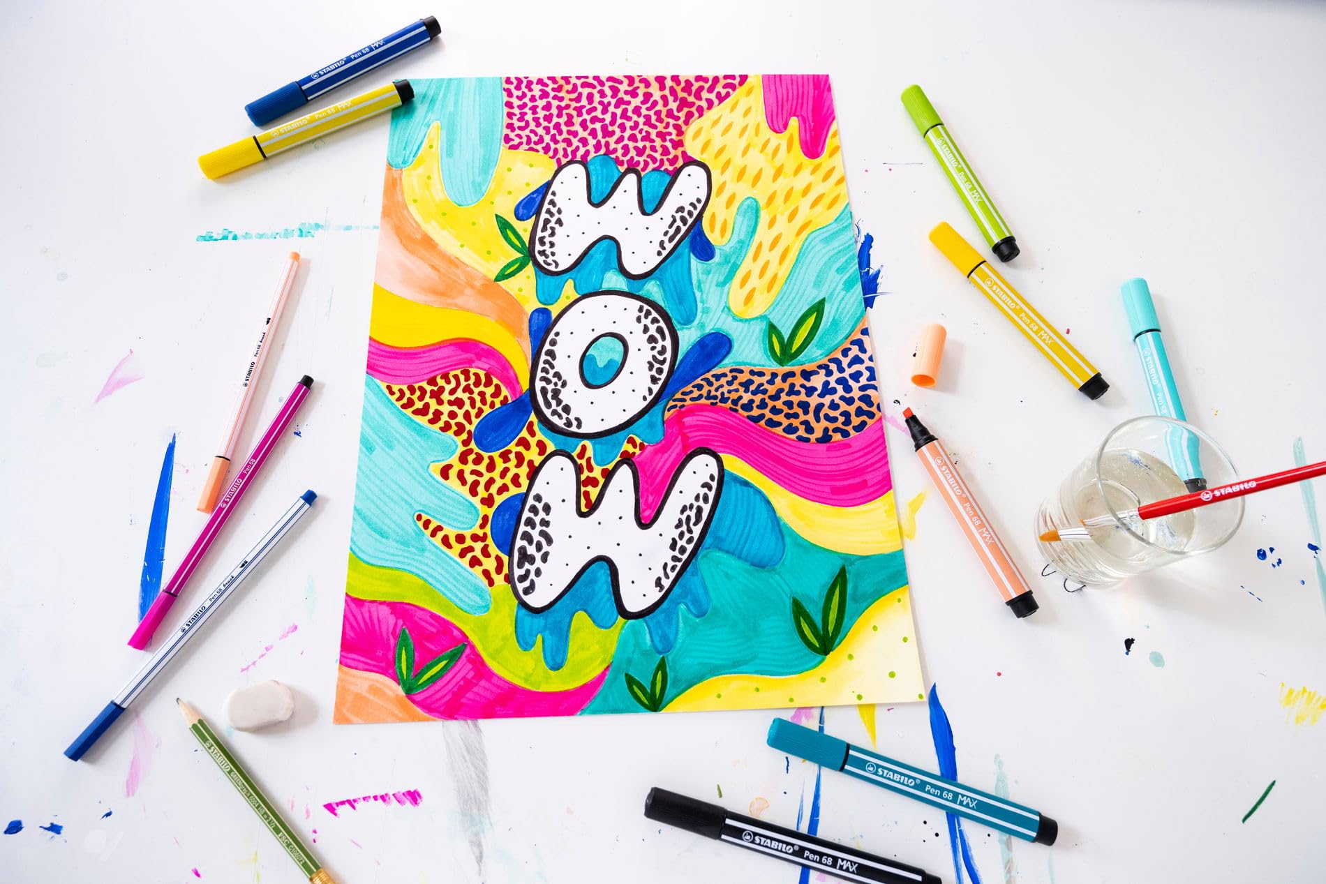 STABILO Pen 68 MAX ARTY - Feutre dessin - Boite métal x 20 feutres de coloriage à pointe biseautée