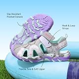 DREAM PAIRS Sandales Enfant Garçon Fille Sandales de Sport Outdoor Bout Fermé, Chaussures d'eau Antidérapantes Respirantes Sandales Randonnée Plage Marche Été pour Enfants,Size 36,Gris/Violet - 3