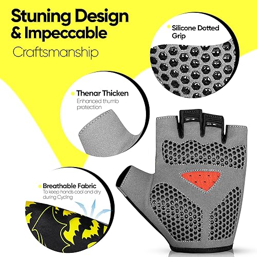Miniatura 2 de Guantes de ciclismo de medio dedo para niños, antideslizantes, acolchados, antideslizantes, sin dedos, para niños y niñas, ideales para BMX, MTB,