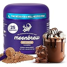 MoonBrew Nighttime Magnesium Hot Cocoa Jar, Natural Sleep Aid Drink Mix for Adults - Calming Melatonin-Free Sleep Support - Sleepy Hot Chocolate Powder with L-Theanine, Chamomile &amp; Zinc Glycinate
