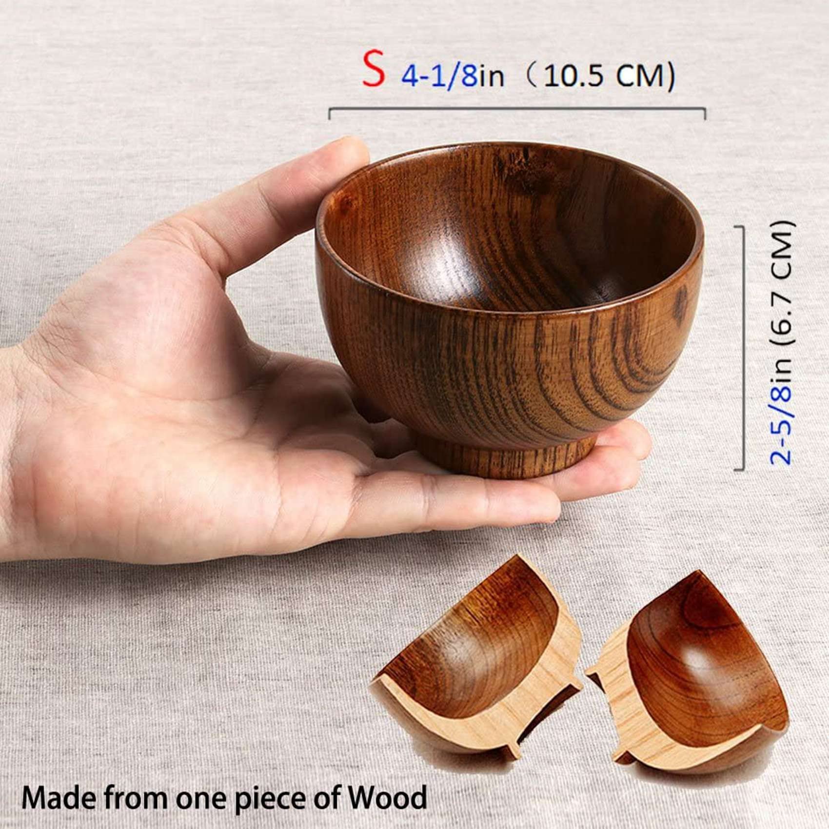 12 Piezas de de Madera para Servir Vajilla para Arroz, Sopa, Salsa, Café, Té, Decoración, Ensaladera de Madera, Juego de Cubiertos de Cocina