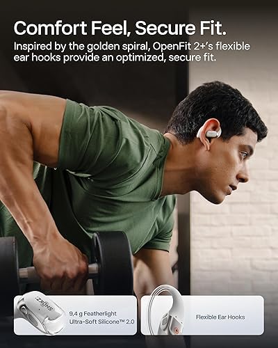 Miniatura 5 de SHOKZ Nuevos auriculares OpenFit 2+ de oreja abierta, habilitados para Dolby Audio, cómodos auriculares con ganchos suaves para los oídos, tiempo de
