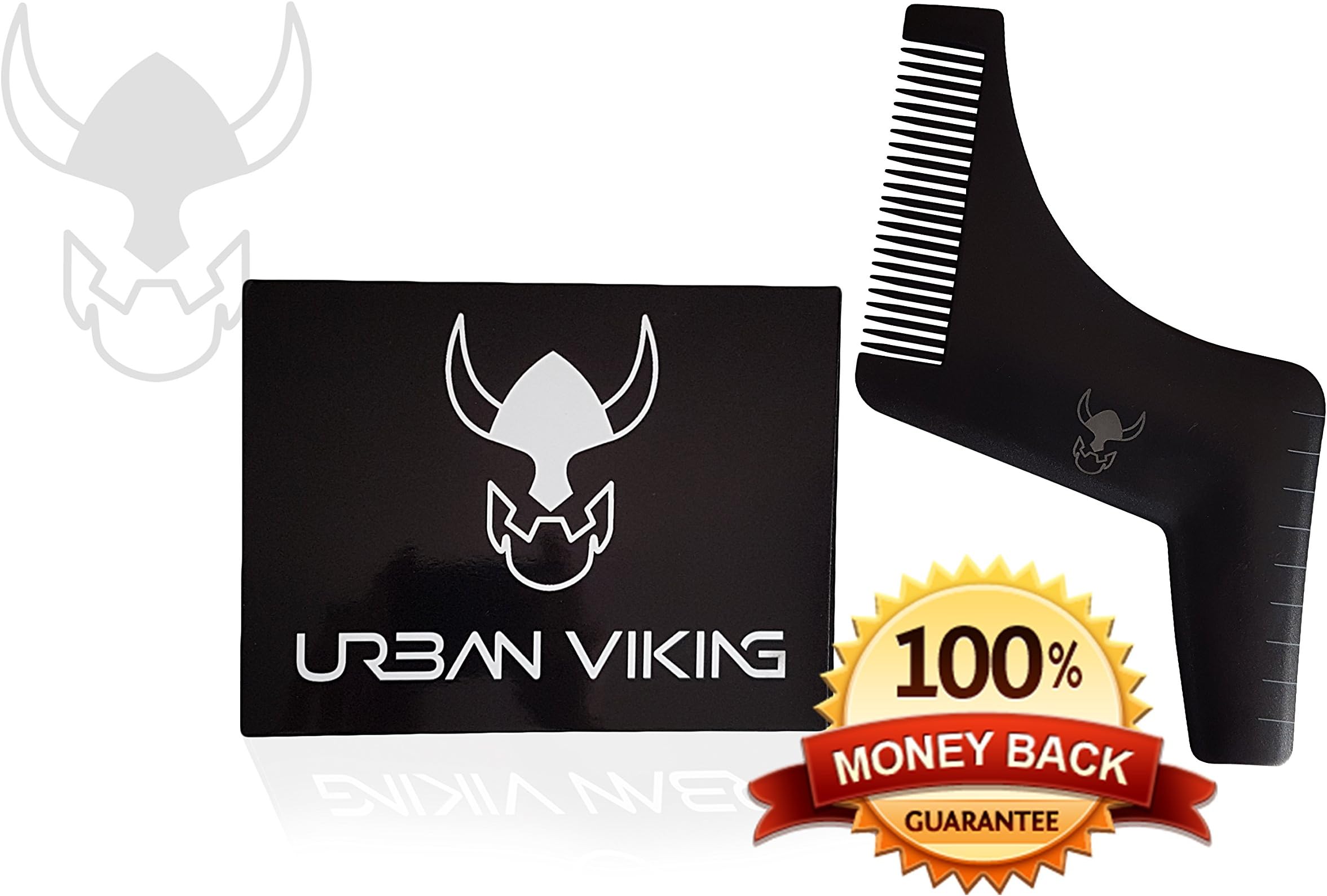 Beard shaping tool template, Sculpting comb for sideburns, Grooming shaper with guide for style, goatee, moustache lines.