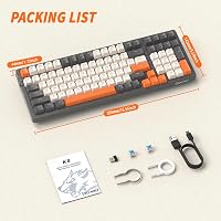 FREEWOLF K8 Wireless Mechanikus Gamer Billentyűzet RGB, Hot-Swap, Bluetooth/2.4GHz/USB-C, Szürke-Narancs - Grey/Orange - Blue Switch 9