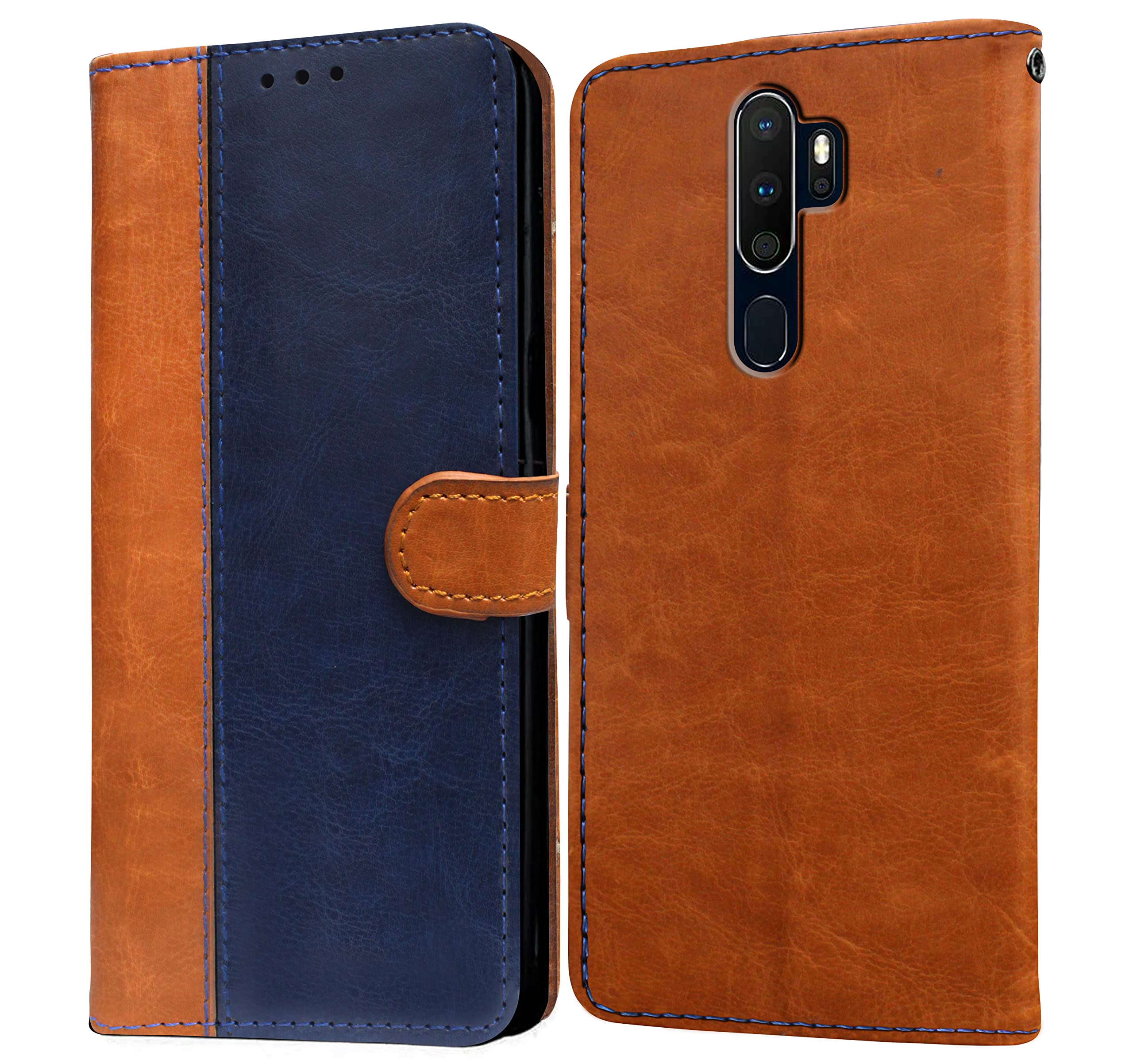 Amazon Brand- Solimo Flip for Oppo A9 (2020) (Leather_CamelBlue) (B0BHV1ZL5W) Amazon Price History, Amazon Price Tracker