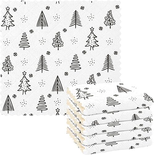 KLL Christmas Tree White Kitchen Microfiber Towels Rustic Tea Towels for Kitchen Hand Towels Kitchen Terry Cloth Kitchen Hand Towels
