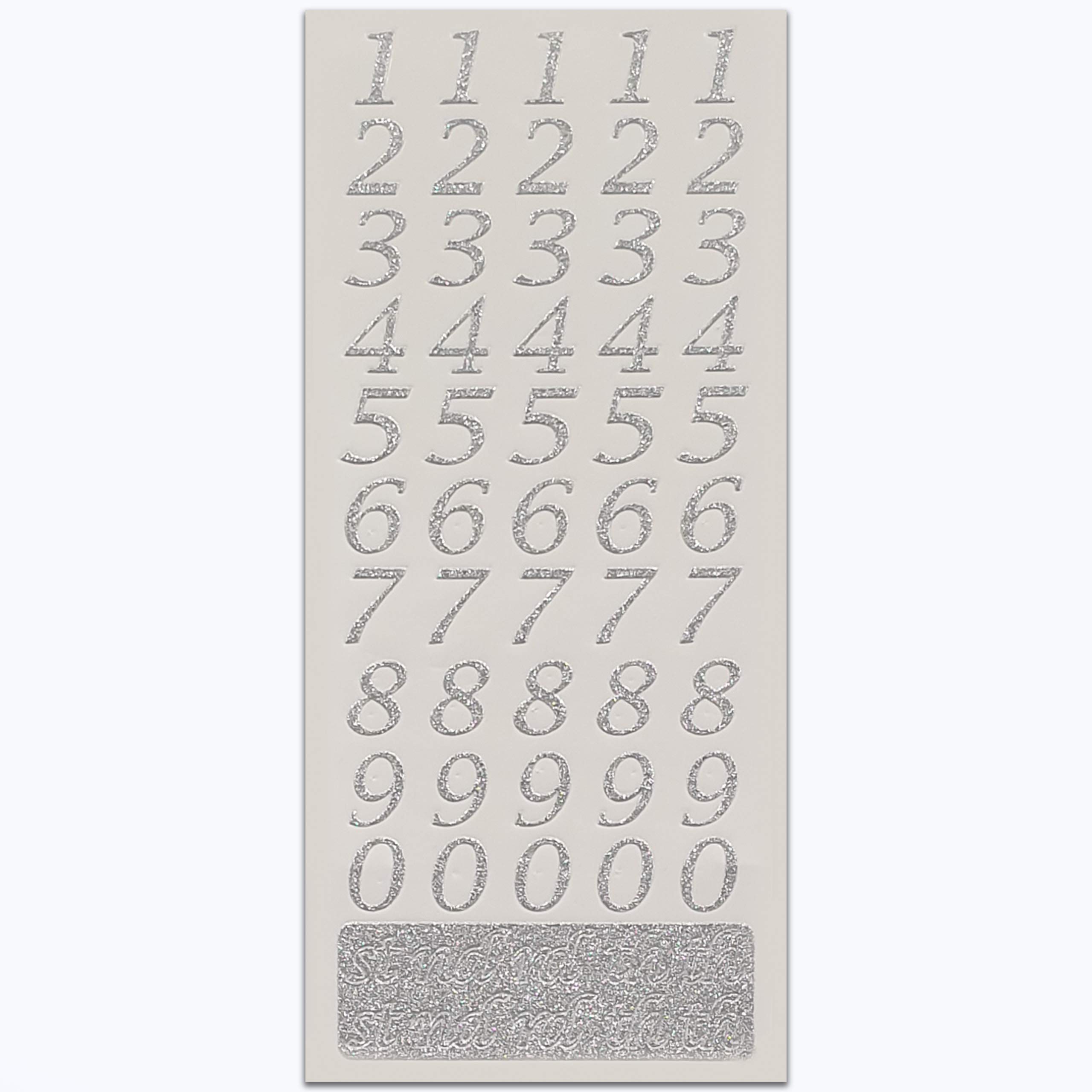 Pebble Eleven Silver 15Mm Small Letter/Number Stickers - Self Adhesive Glitter/Diamante Birthday Card Embellishment ( Glitter Script Numbers)