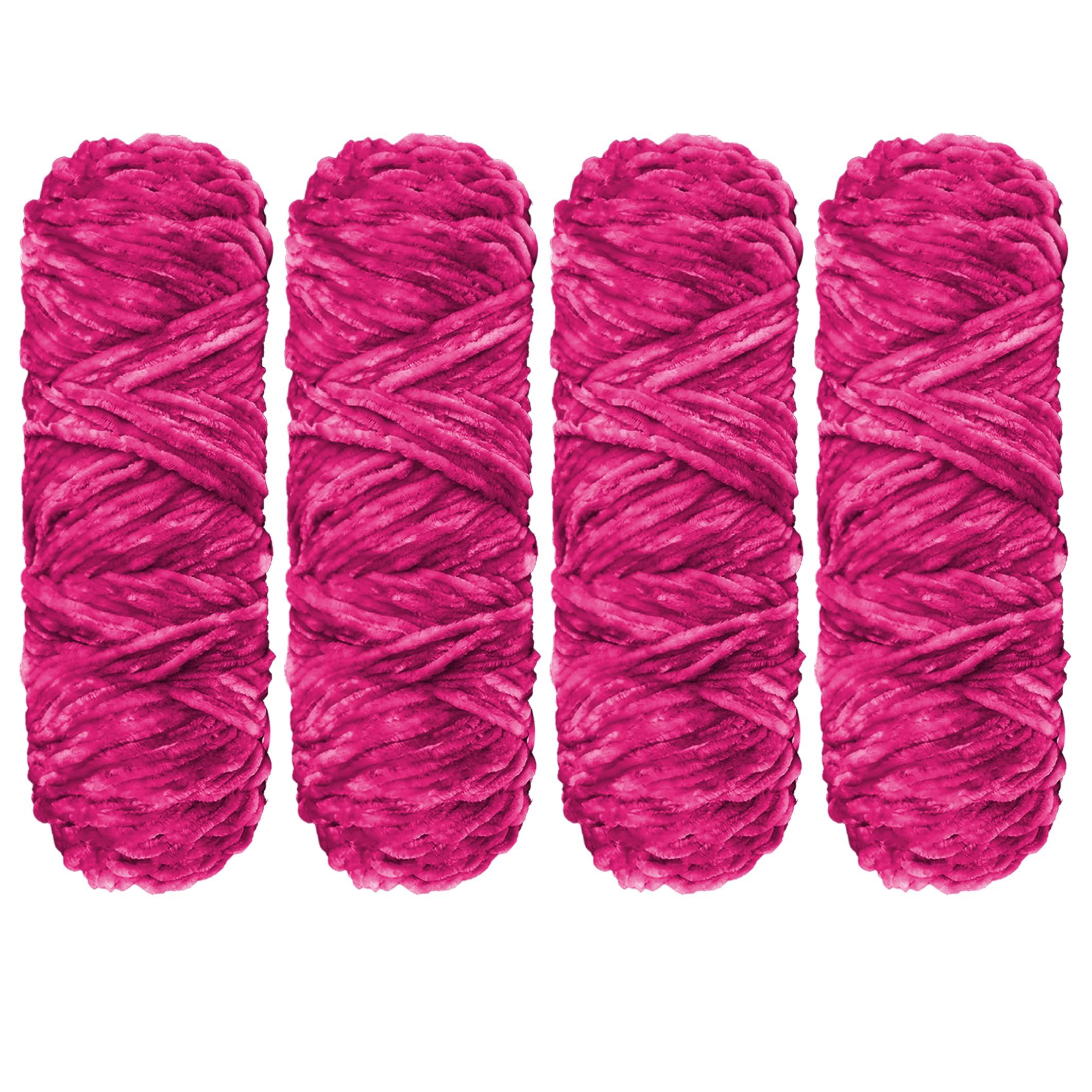 Crochet Yarn Chunky Yarn for Crochet Chunky Wool for Knitting 100g Balls x 4 Chenille Yarn Wool for Crochet Kits for Beginners Adults for Handmade Crafts Hats Blankets Scarves(Rose Red, 4pcs-400g)