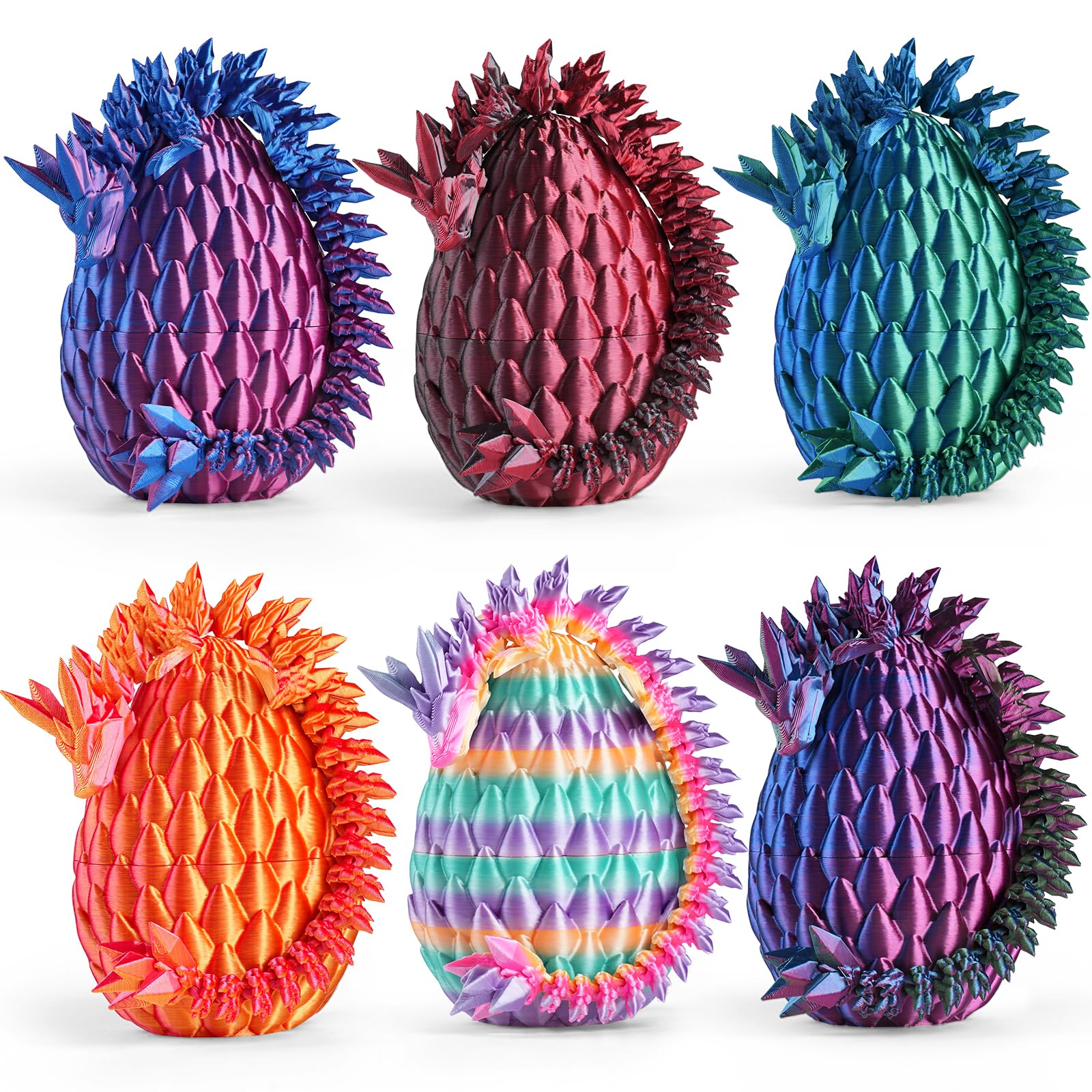 8 3D Printed Dragon Eggs Easter Basket Stuffers for Kids and Teens Articulated Dragon Toys for Children Unique
