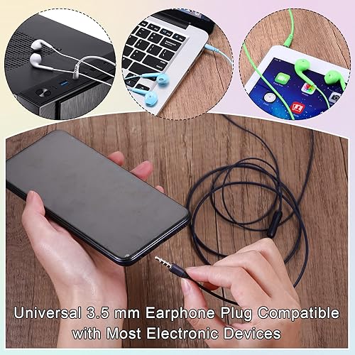 Miniatura 4 de Paquete de 50 auriculares a granel con micrófono varios colores auriculares para estudiantes en el aula auriculares con cable con enchufe de