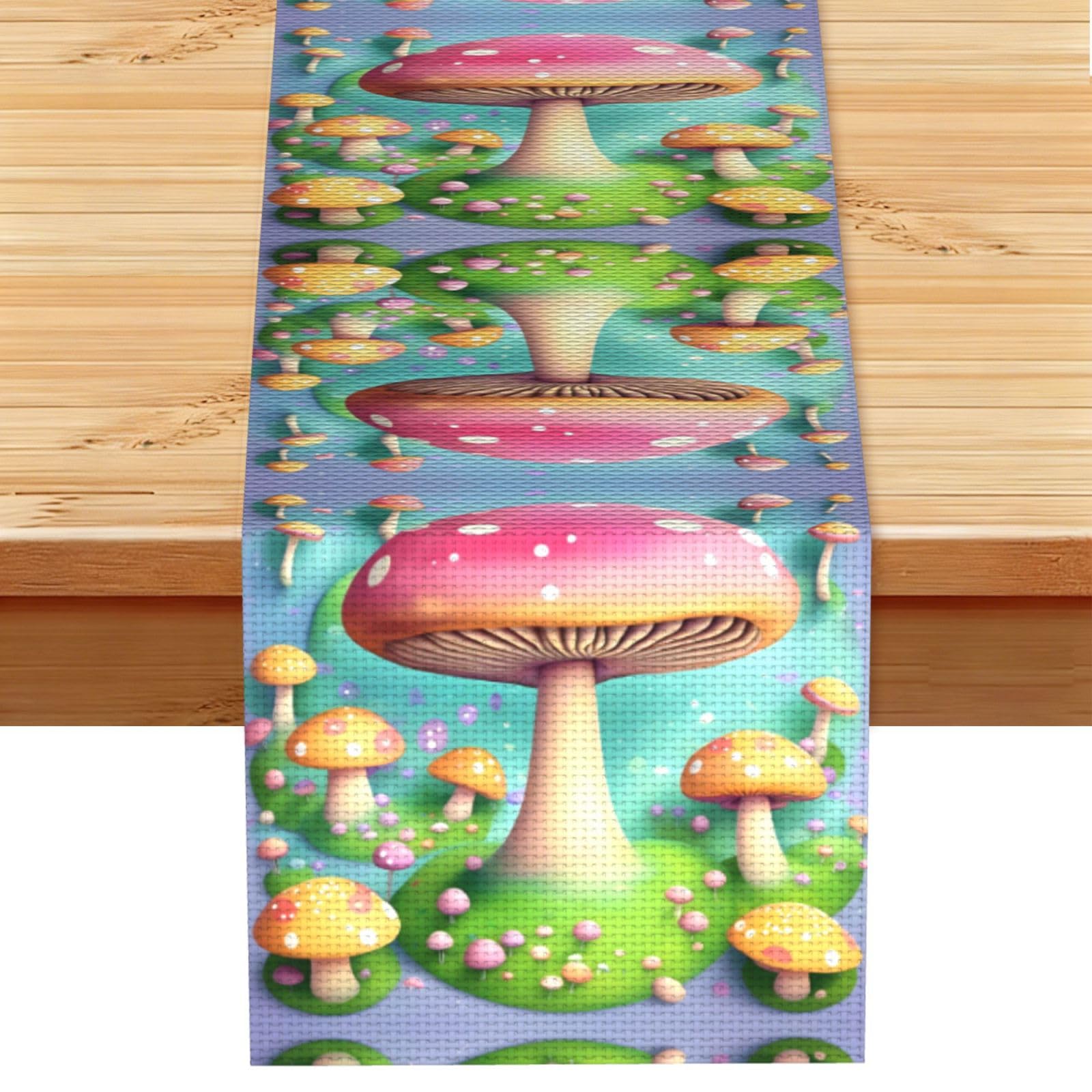 Wonderful little mushrooms Linen Feel Table Runner Wedding Party Home Decoration