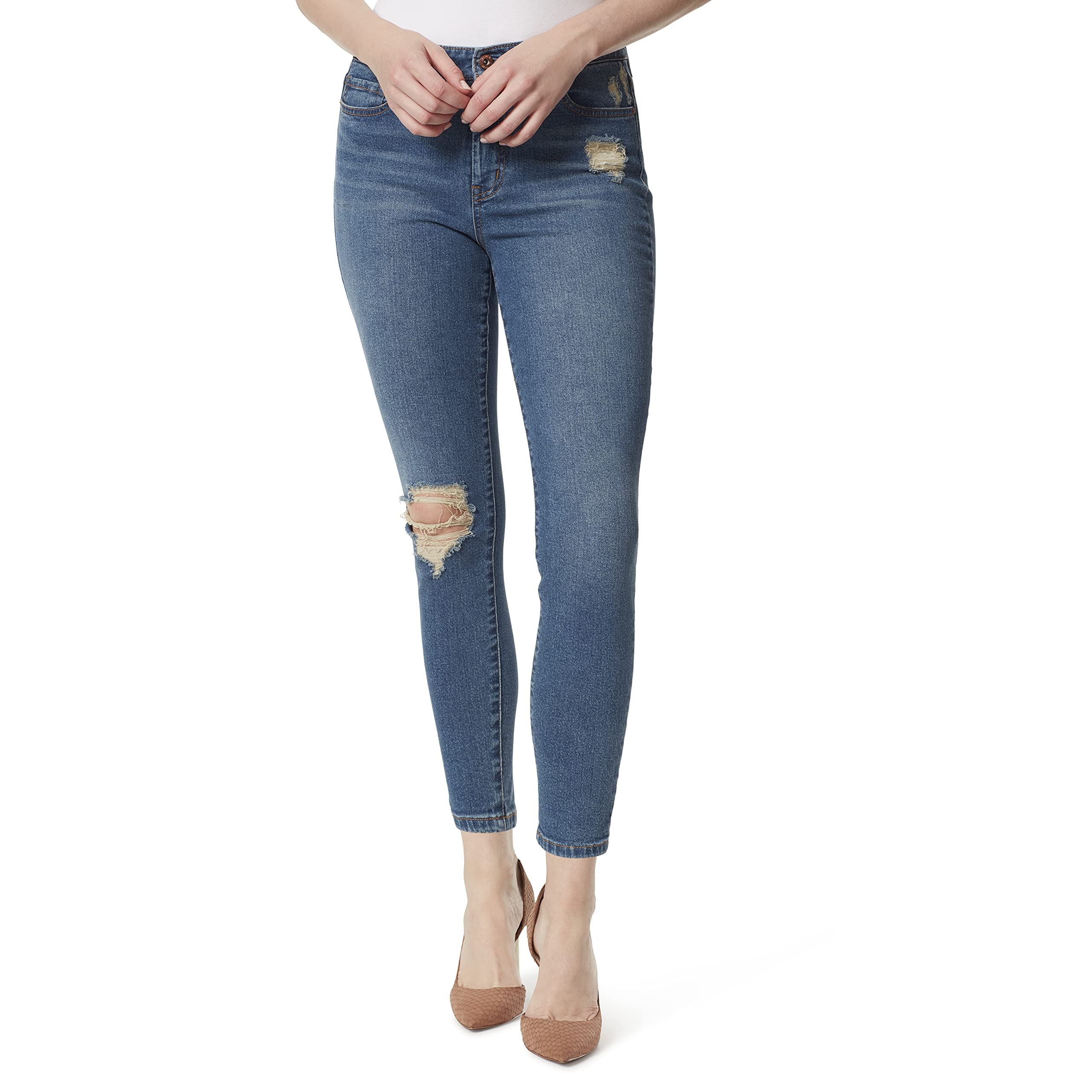 Jean Femme Jessica Simpson Skinny Décoré Chevron - Taille 26 X 27, Délavé Foncé, Occasion TBE