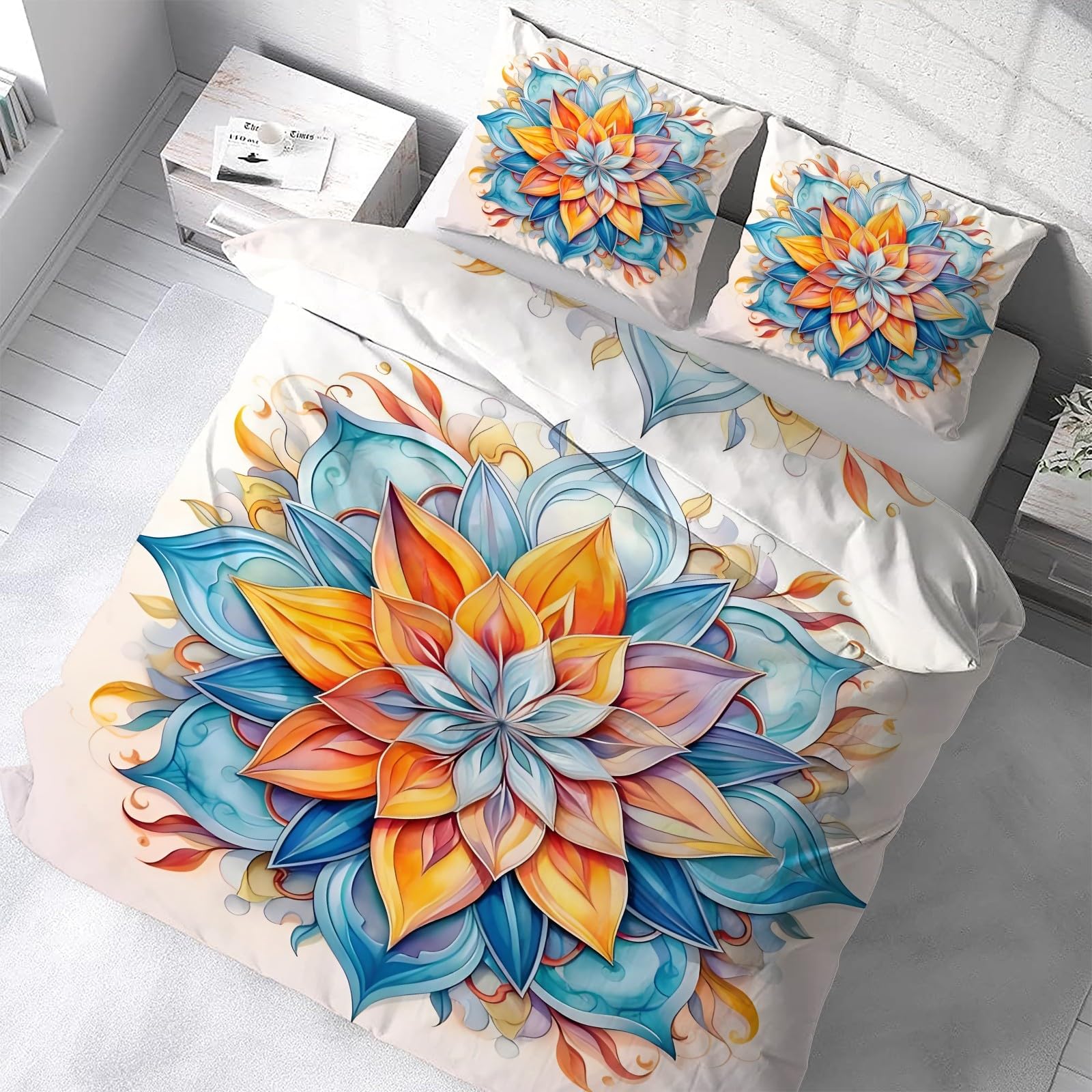 Housse de couette 220x240 fleurs zippée fini la couette qui glisse du lit