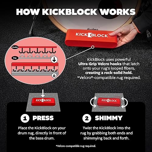 Miniatura 17 de KickBlock - El mejor sistema de anclaje de bombo del mundo - Prevención total de diapositivas - Detiene el deslizamiento y deslizamiento del bombo