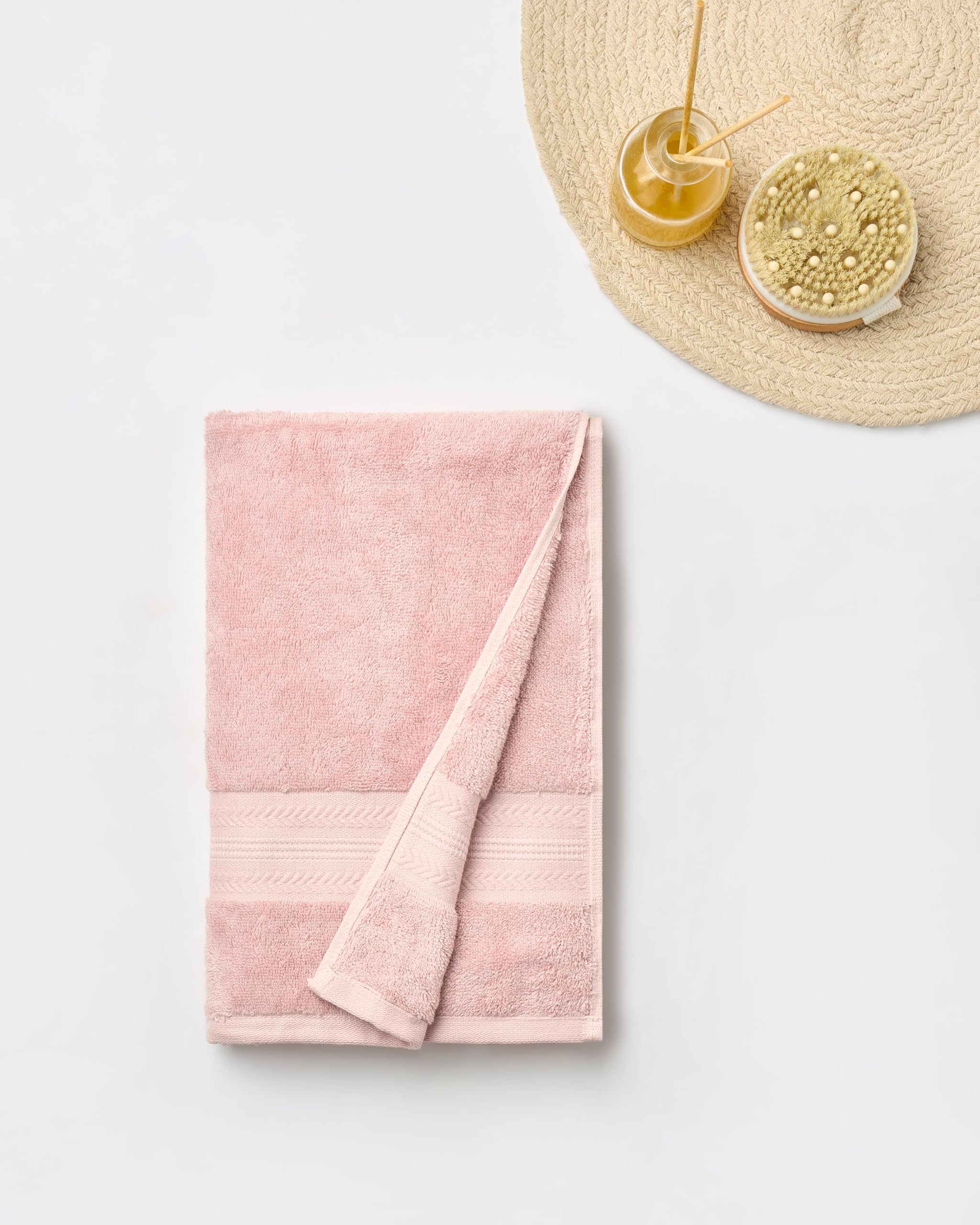 Himeya Toalla de baño de bambú, 600 g/m², 1 toalla de bambú para hombres y mujeres, 100% algodón, 70 x 140 cm, color rosa mantequilla