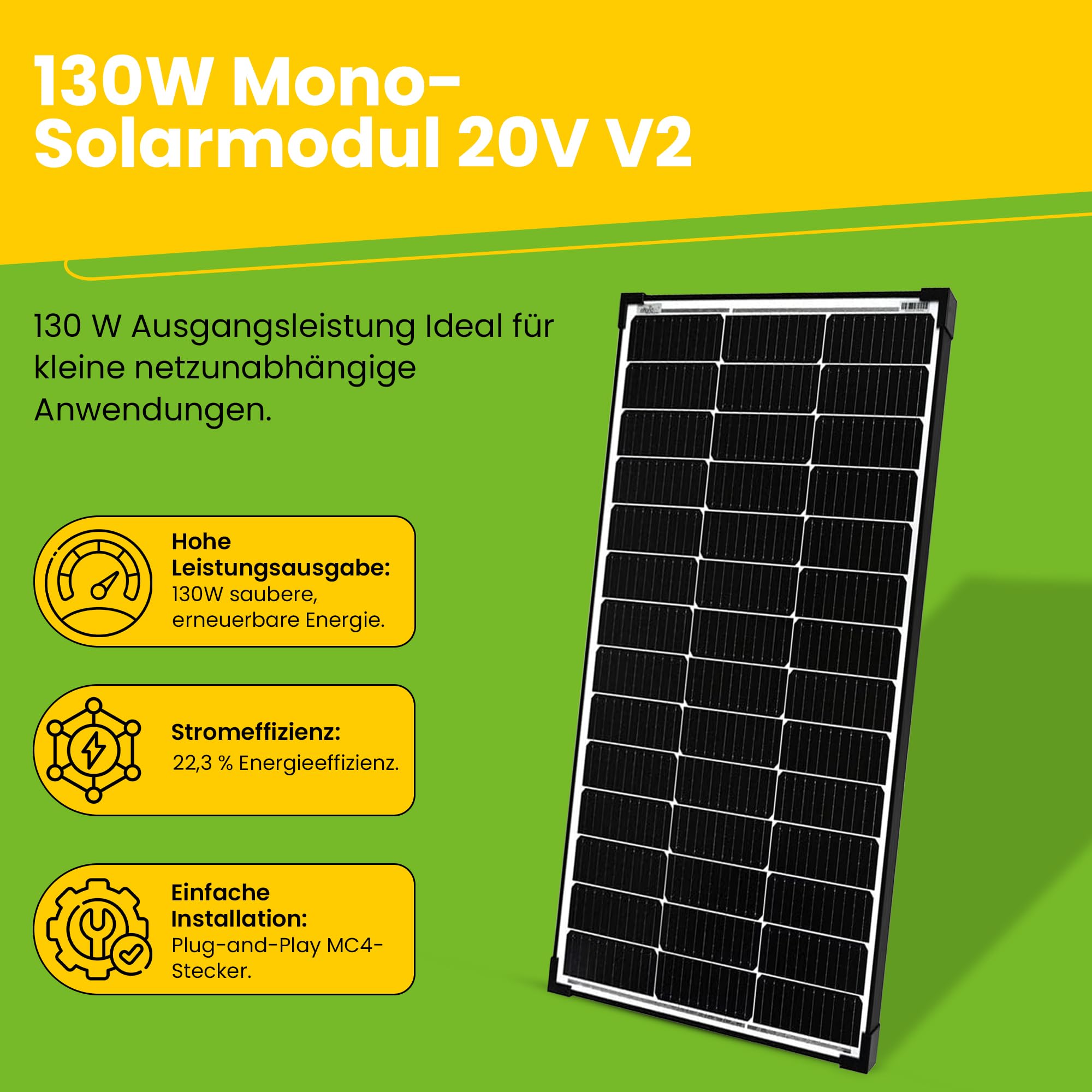 Offgridtec Pannello solare mono 130 W 20 V Black Frame V2
