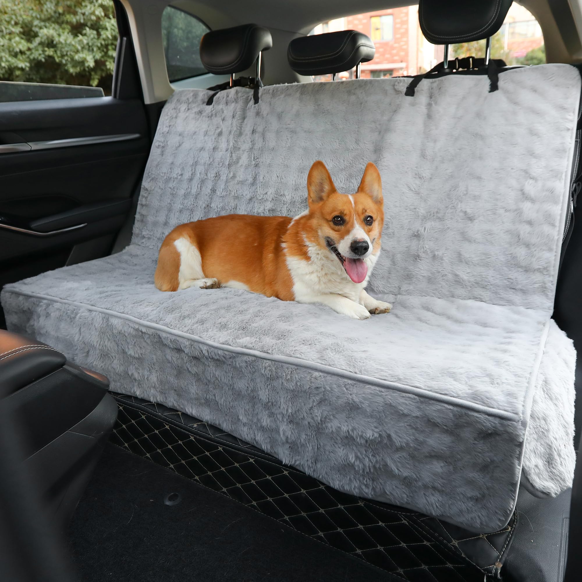 Dog Car Seat Cover, Soft Waterproof Pet Seat Protector (Grey, Rear Seat)