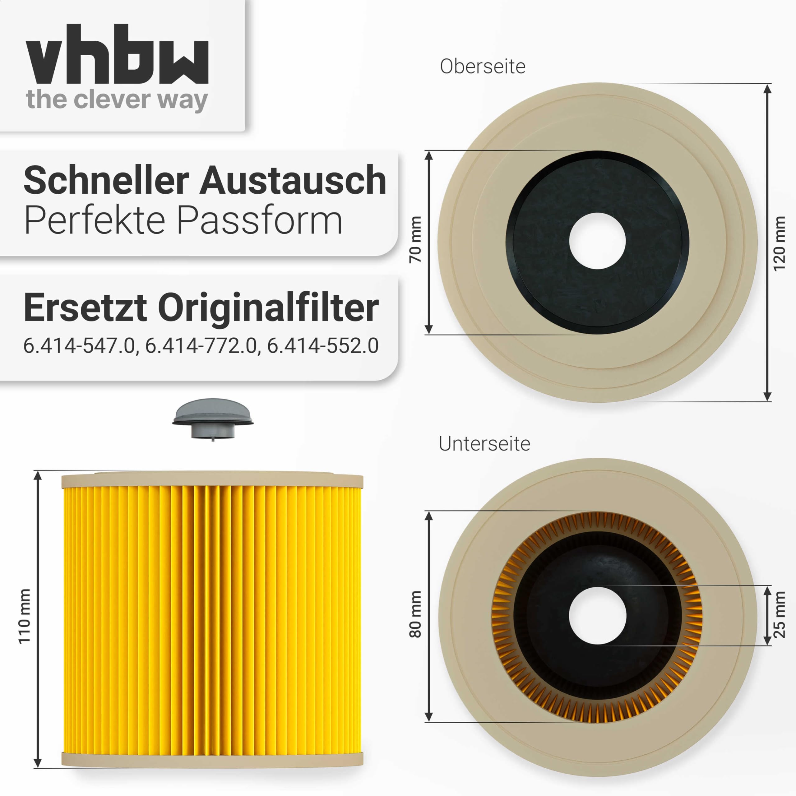 vhbw 10x filtro a pieghe piatte sostituisce Rowenta RS-RU7501 per aspirapolvere - giallo