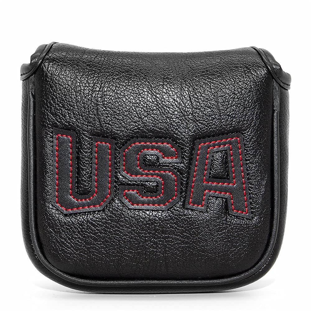 Magnetic Square Mallet Putter Cover Headcover,Club Head Cover Protective Case Black,Patriotic USA