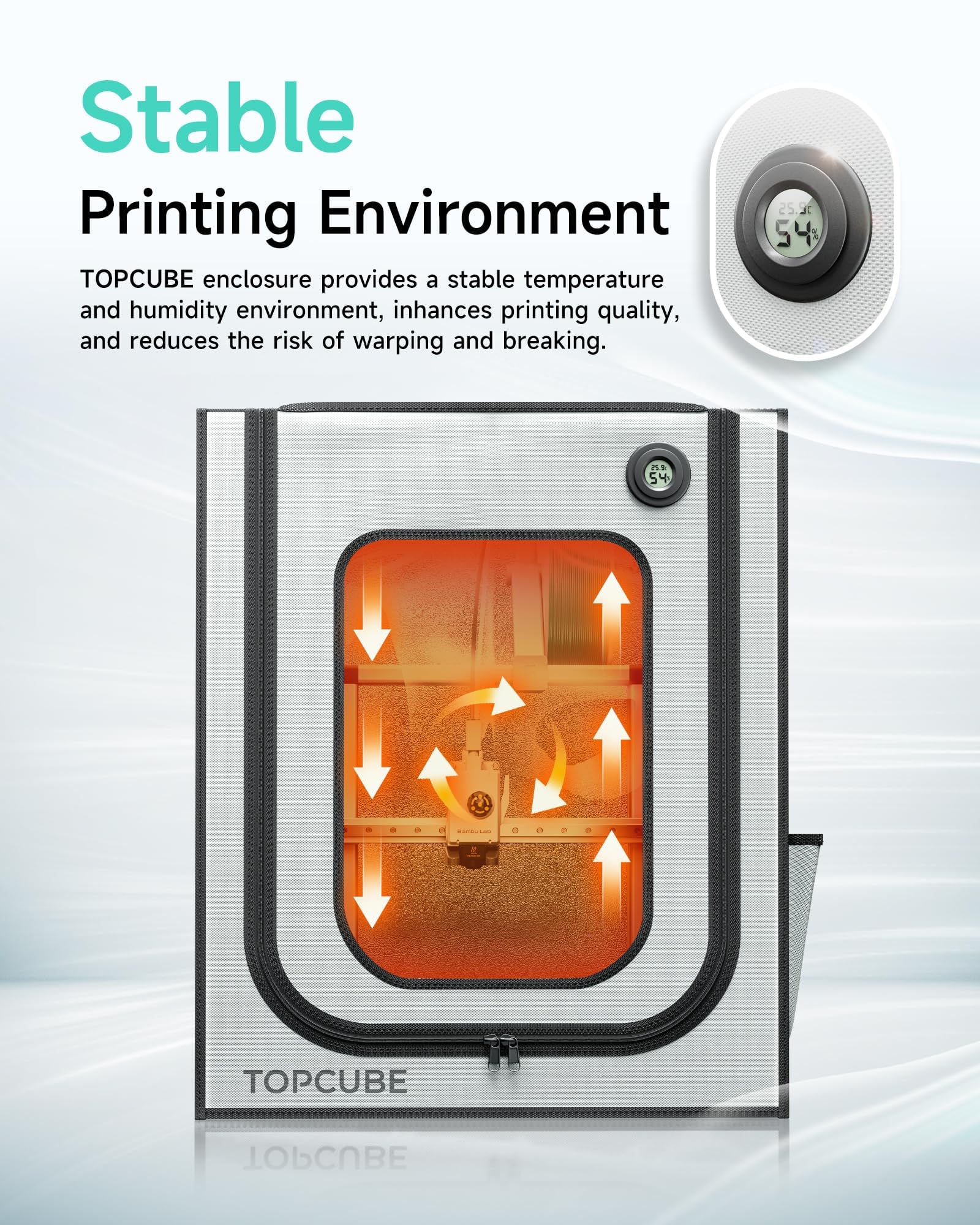 3D Drucker Gehäuse für Bambu Lab A1, 3D Drucker Abdeckung mit LED Licht, TOPCUBE Konstante Temperatur 3D Pinter Enclosure 550 * 600 * 670 mm