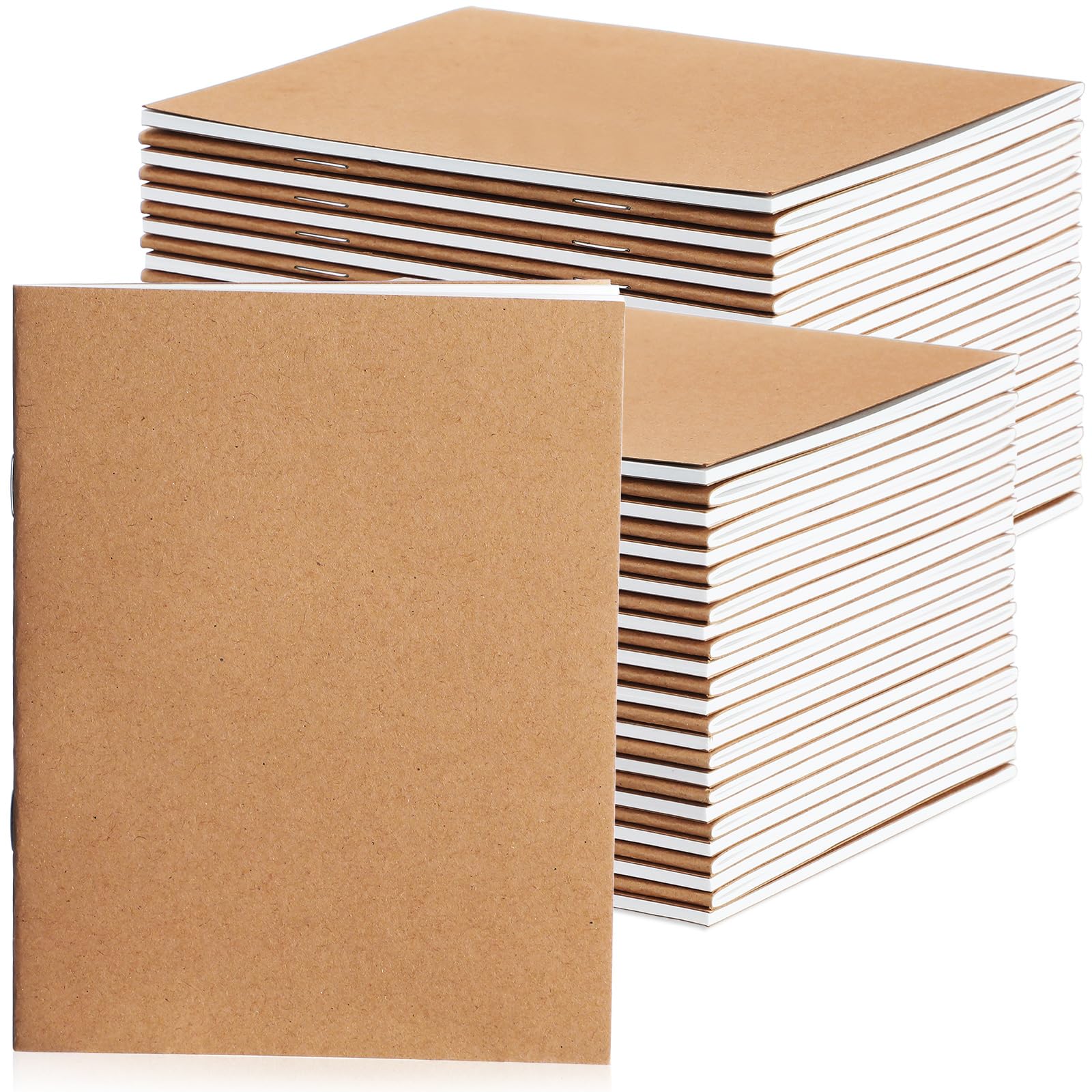 Epakh 25 Pack Mini Kraft Paper Notebooks Bulk Small Blank Notebooks Unlined Pocket Journals Small Sketchbook for Kids Students Drawing Writing, 48 Pages, 24 Sheets, 4.25 x 5.5 Inch (Brown)