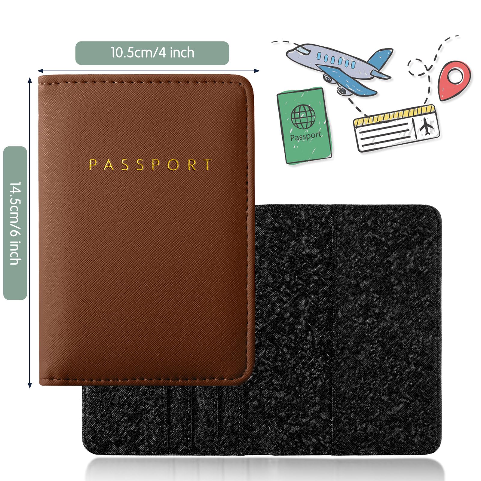 MotiMind Reisepasshülle, wasserdicht, Leder, Reisebrieftasche, Reisepasshülle für Damen, Herren, Familie, 12 Stück, Bunt, 4 X 5.7 Inches/ 10.5 X 14.5 Cm, Classic