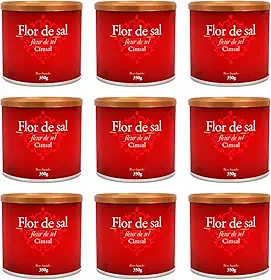 Flor De Sal Cimsal, 350g (Sal Marinho Integral) Rico em Minerais Como Magnésio, Cloreto de Sódio e Potássio Kit Com 9 Latas