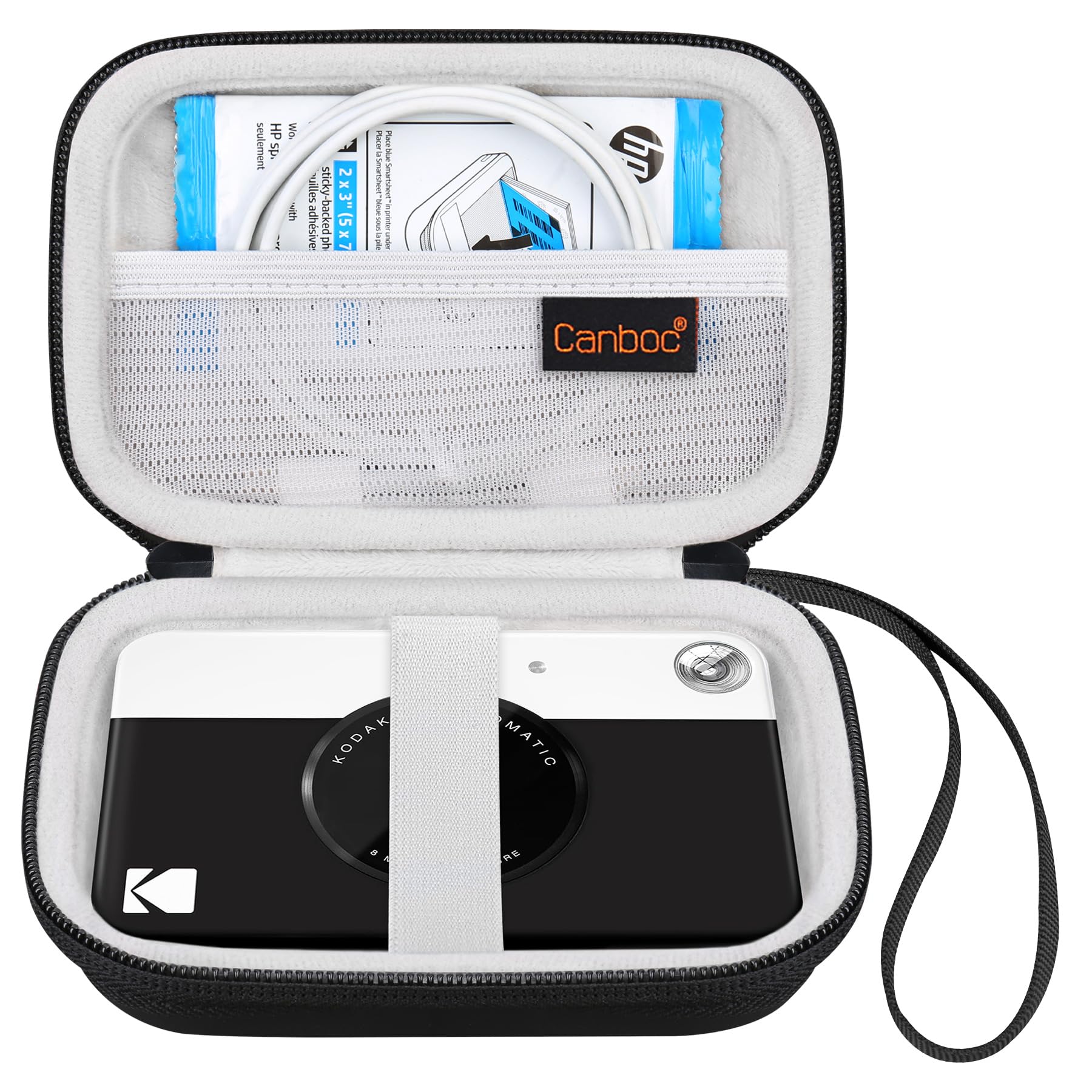 CanbocCarrying Case for KODAK Printomatic Digital Instant Print Camera, Mesh Bag fit Photo Paper, Cable, Black