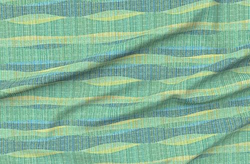 Miniatura 5 de Spoonflower Fabric - Teal Aqua Bohemian Mid Mod Vintage Retro 60S Abtract Waves Printed on Organic Cotton Sateen Fabric Fat Quarter - Sewing
