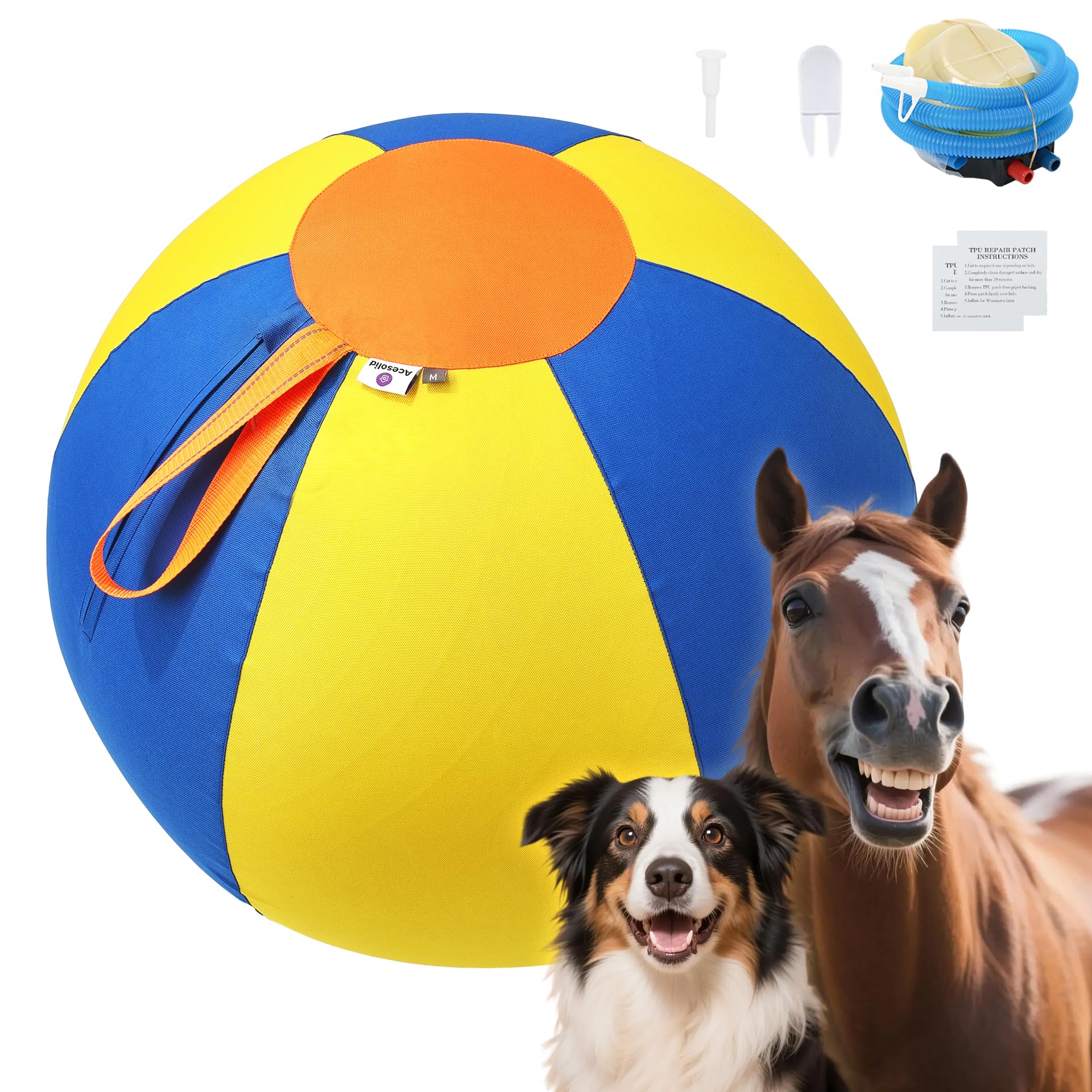 22 Herding Ball for Dogs Puppies - Heavy Duty Thickened Oxford Cover Includes Pump Patch Repair Kit -