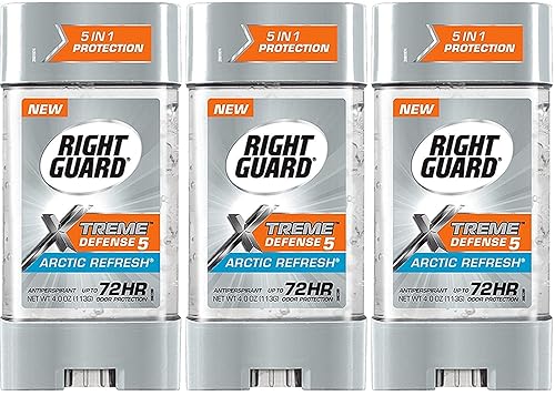 Right Guard Total Defense 5 Power Gel, antitranspirante y desodorante, Artic Refresh 4 onzas (paquete de 3)
