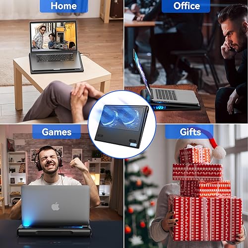 Miniatura 8 de TeckNet panel de refrigeración para laptop soporte de panel de refrigeración silencioso para laptop o notebook ultraliviano y portátil con 2