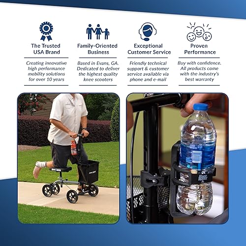 Vista 3 de KneeRover Soporte universal para botellas, accesorio para scooters de rodilla para lesiones de pies, tobillo roto - Parte conveniente que se fija a