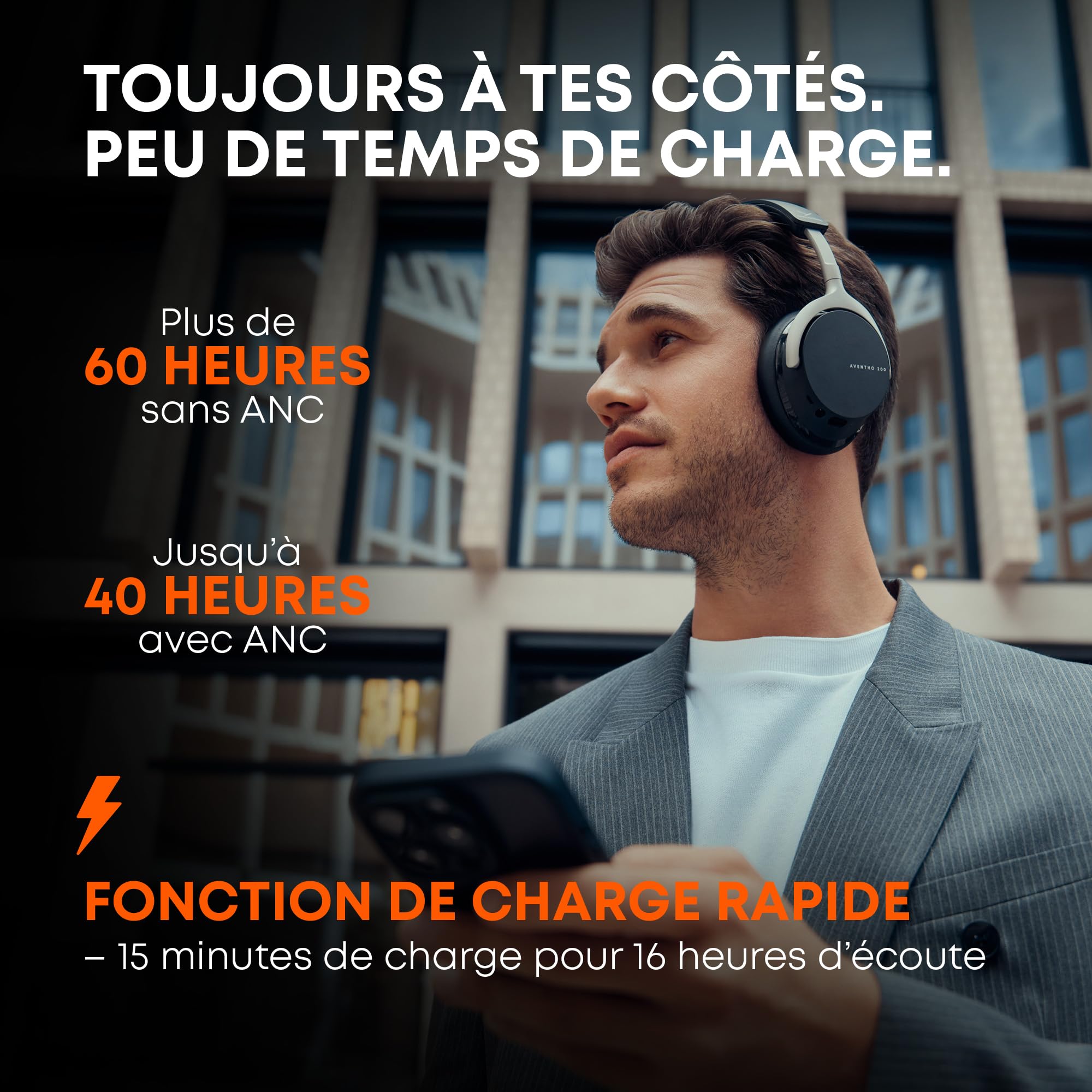 beyerdynamic AVENTHO 200 Casque sans Fil avec réduction du Bruit - 60 Heures d'autonomie, Coussinets d'oreille remplaçables, Couleur Noir - Nouvelle Mise à Jour Disponible Via l'application