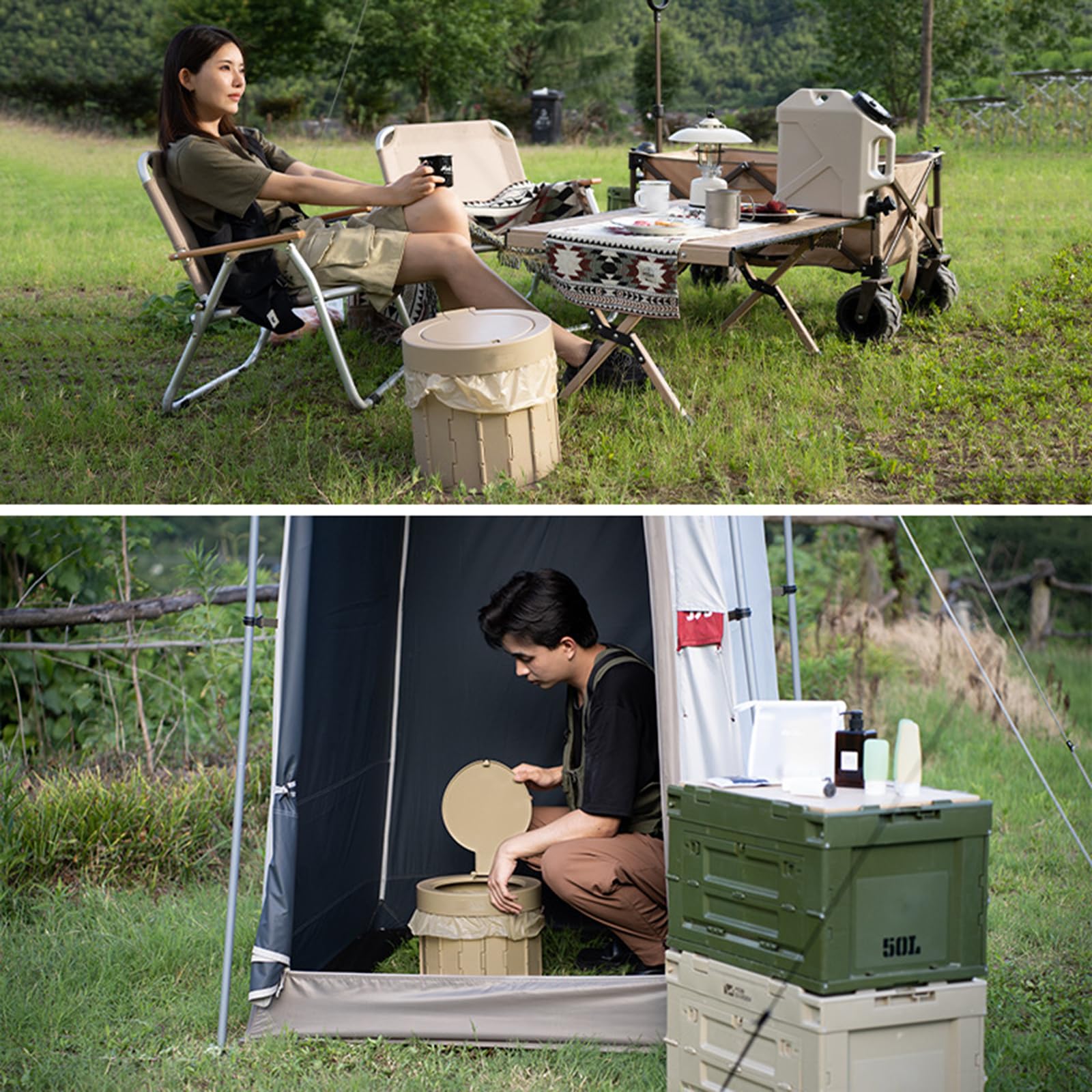 Campingtoilette Faltbar Klappbare Camping Toilette Reisetoilette Wc Mit 1 Rollen Biologisch Abbaubaren Müllbeutel Mobile Trockentrenntoilette Für Outdoor-Angeln Camping Wandern Lange Reisen