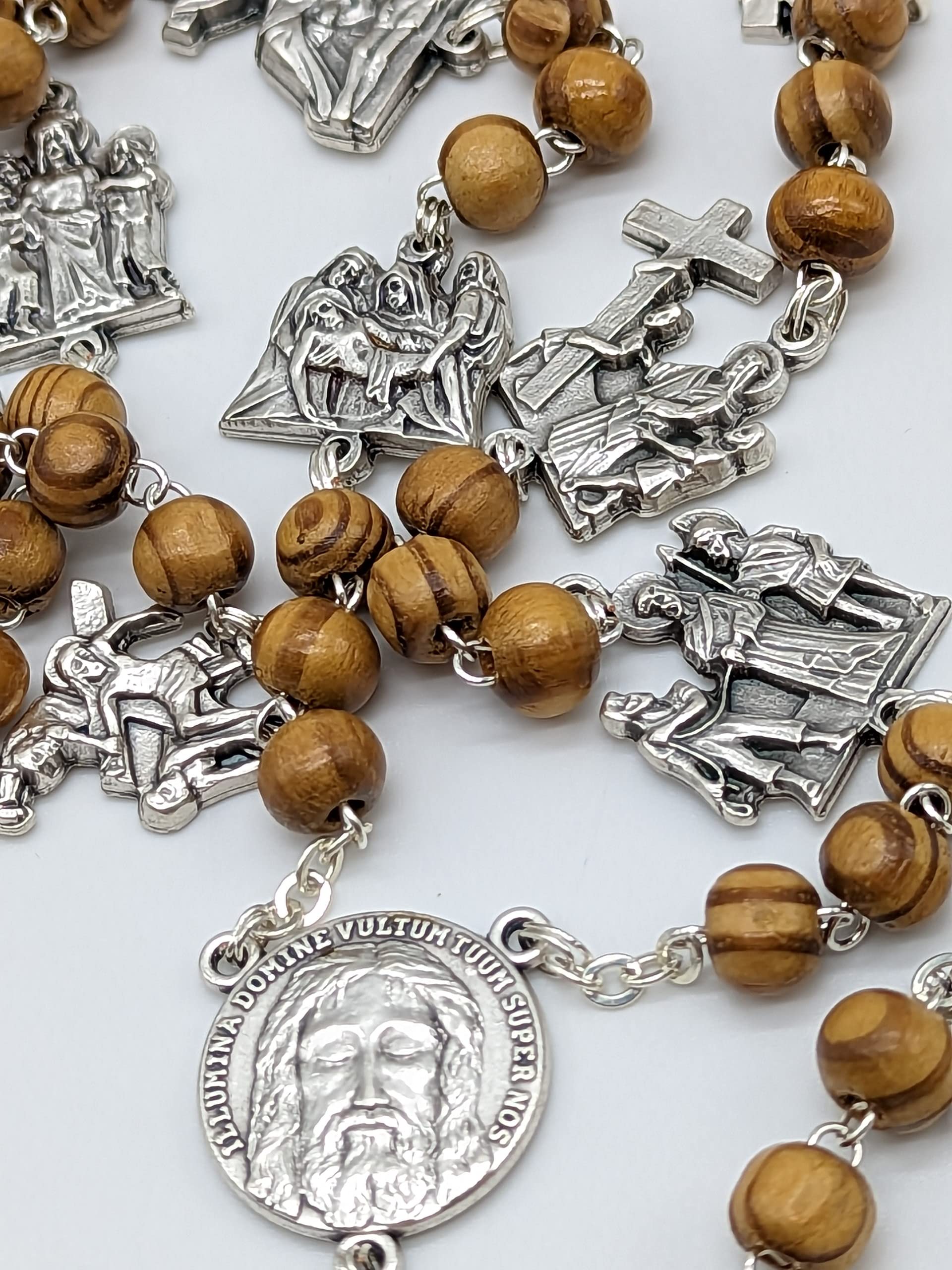 OVUNQUE PROTEGGIMI Rosario della Via Crucis, Devozionale della Quaresima, Artigianale in Legno con Preghiera e Portarosario Incluso