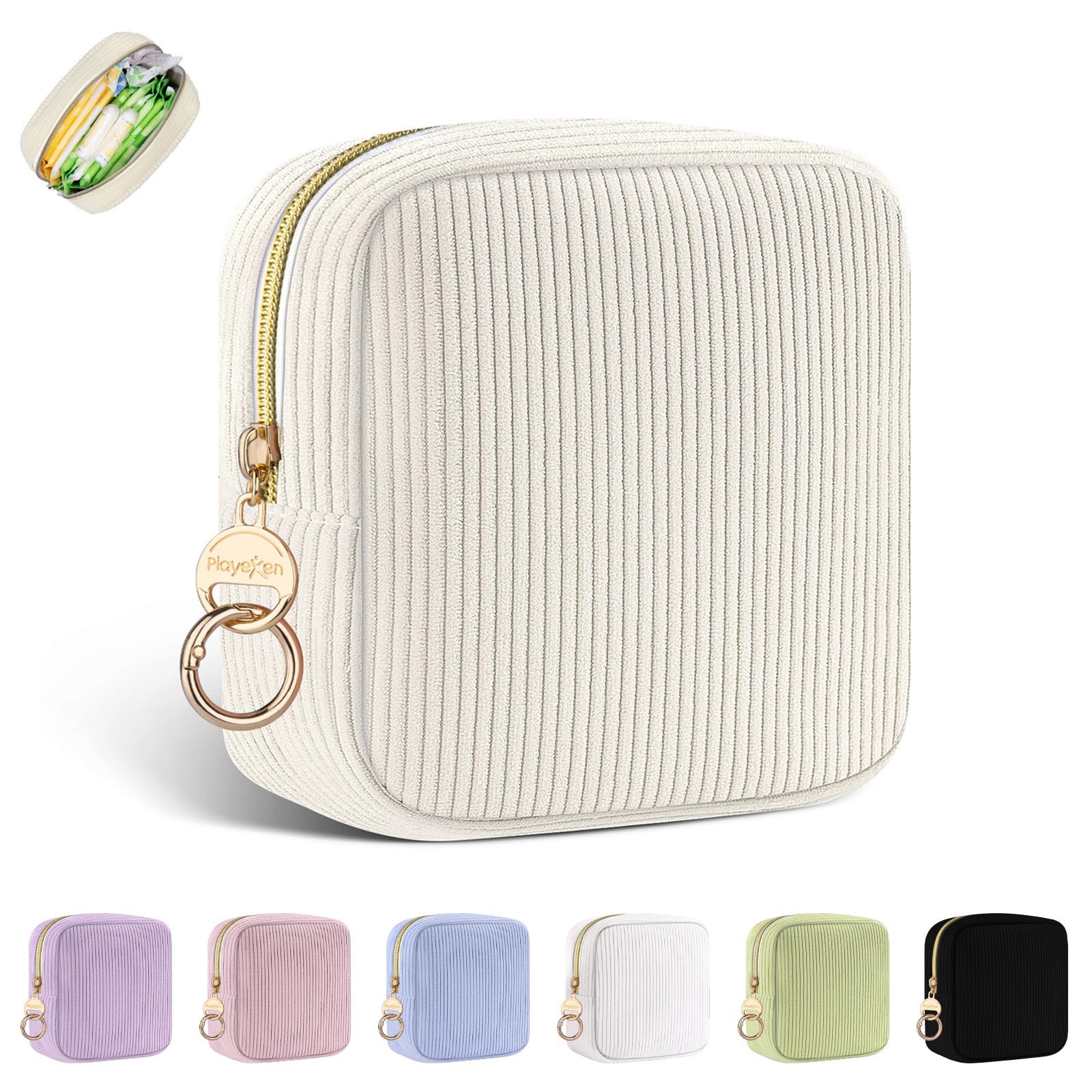 Period Bag for Teen Girls, Corduroy Sanitary Napkin Storage Bag, Menstrual Pad Pouches Tampon Holder for Purse