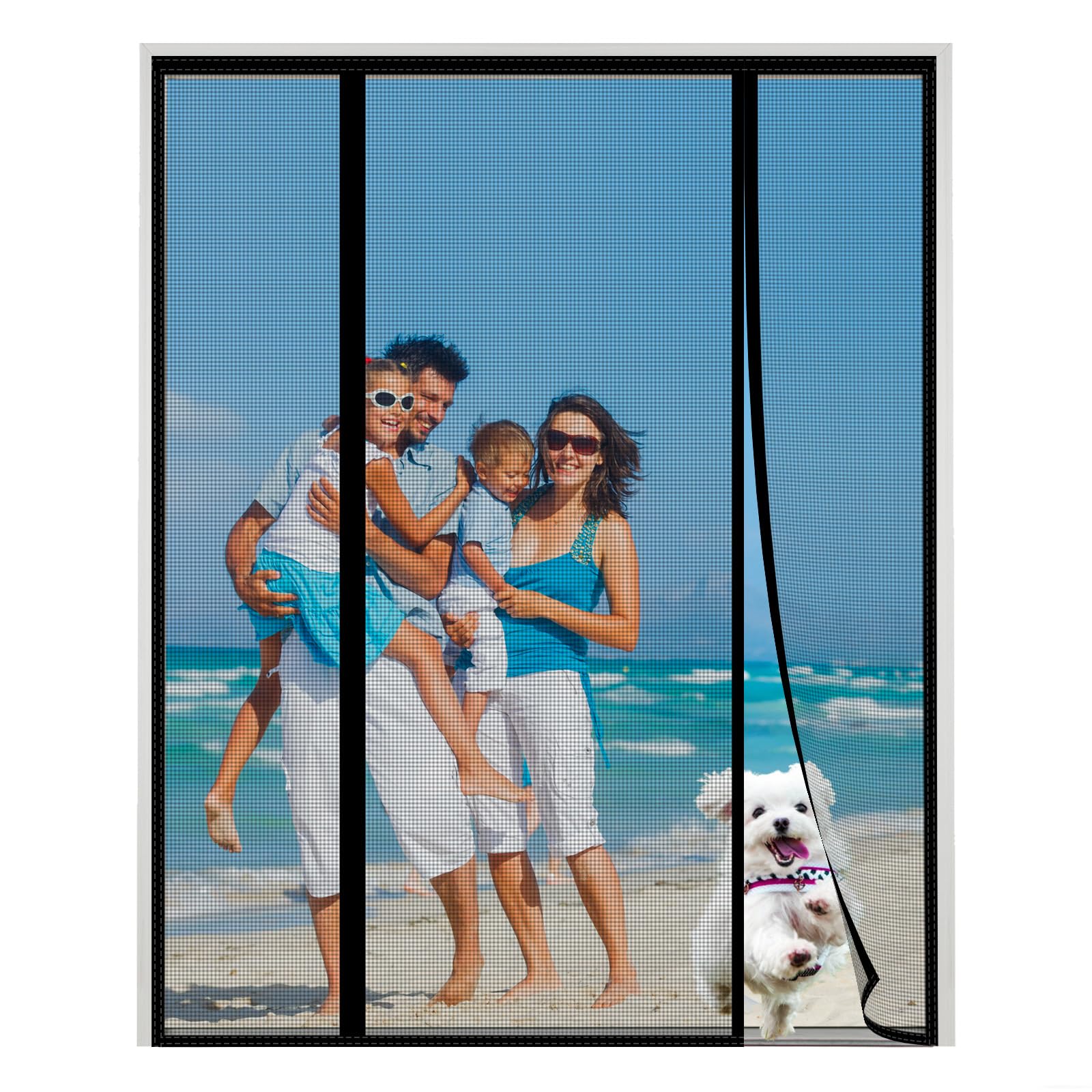 XDMYGTT Anti Mosquito Mesh Fly Curtain, Black Double Door Screen Curtain for Sliding Door with Powerful Magnets and Full Frame Magic Tape, for Patio Door, French Door, Shut Automatically, 280x280cm — image 1
