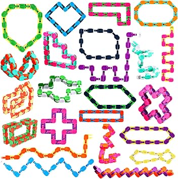 Yunsailing 80 Packs Wacky Tracks Snap Fidget Finger Sensory Snake Puzzles Bike Track Chain Toy Bulk Fidget Toys Snake for Kid Adult Stress Relief Party Classroom Home Travel Multi Color48 Links