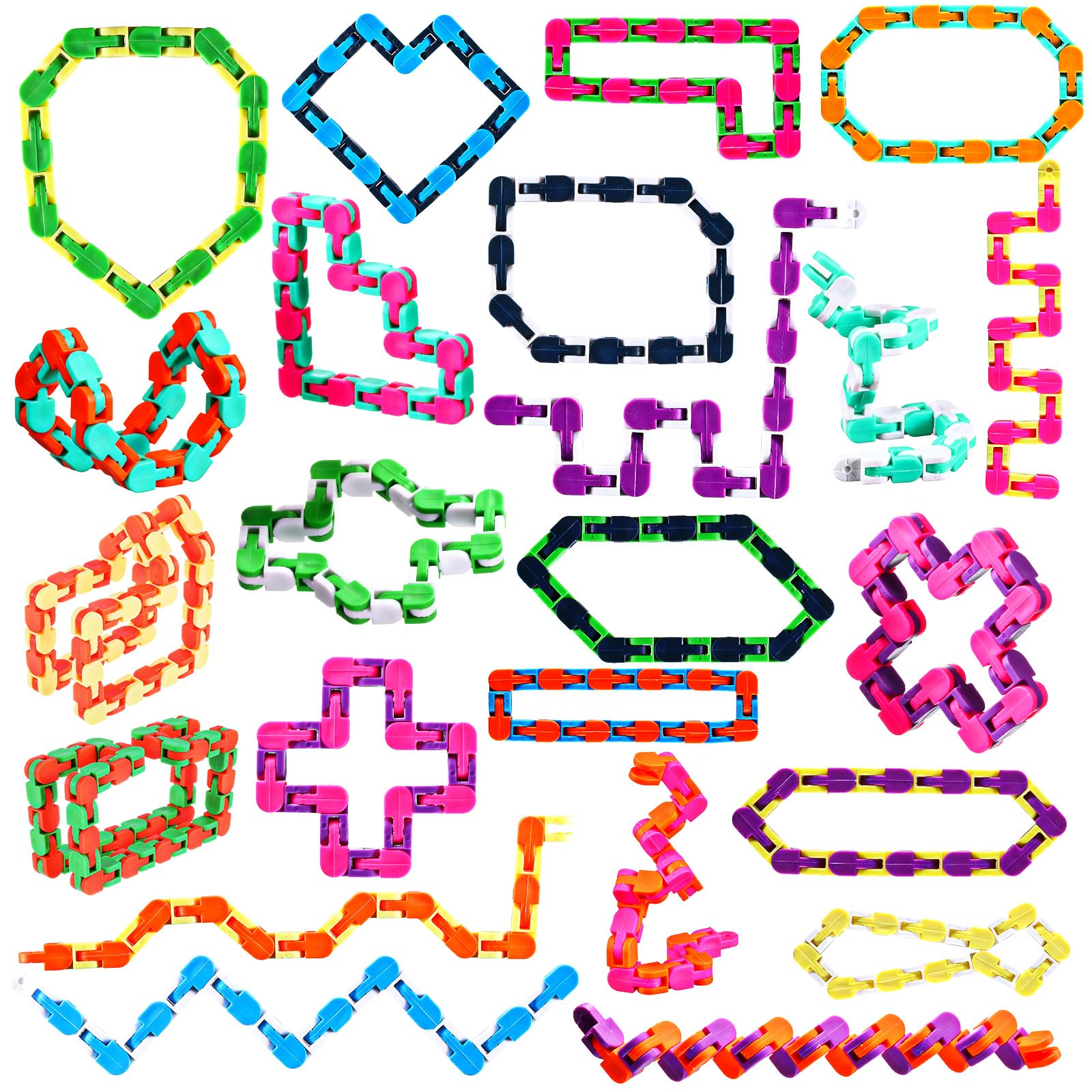 Yunsailing Wacky Tracks Fidget-Fingerspielzeug, sensorische Schlangenpuzzles, Fahrradschiene, Kette, Spielzeug, Schlange für Kinder, Erwachsene, Stressabbau, Party, Klassenzimmer, Zuhause, Reisen