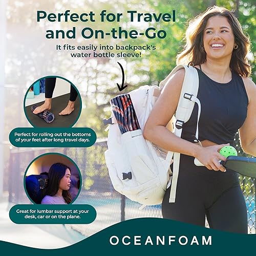 Miniatura 3 de Oceanfoam Ripple - Rodillo de espuma de viaje (11 x 3.35 pulgadas), mini rodillo de espuma firme para terapia física, masaje de tejido profundo,