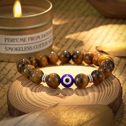 Miniatura 4 de Pulsera contra el mal de ojo para hombre, pulsera de piedra natural, amuleto de buena suerte para niño