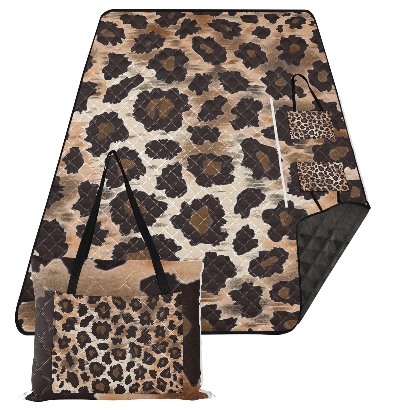 Tapis de pique-nique imperméable imprimé léopard anti-sable grande couverture de pique-nique pour femmes des années 30 cadeaux de printemps esterilla para la Playa