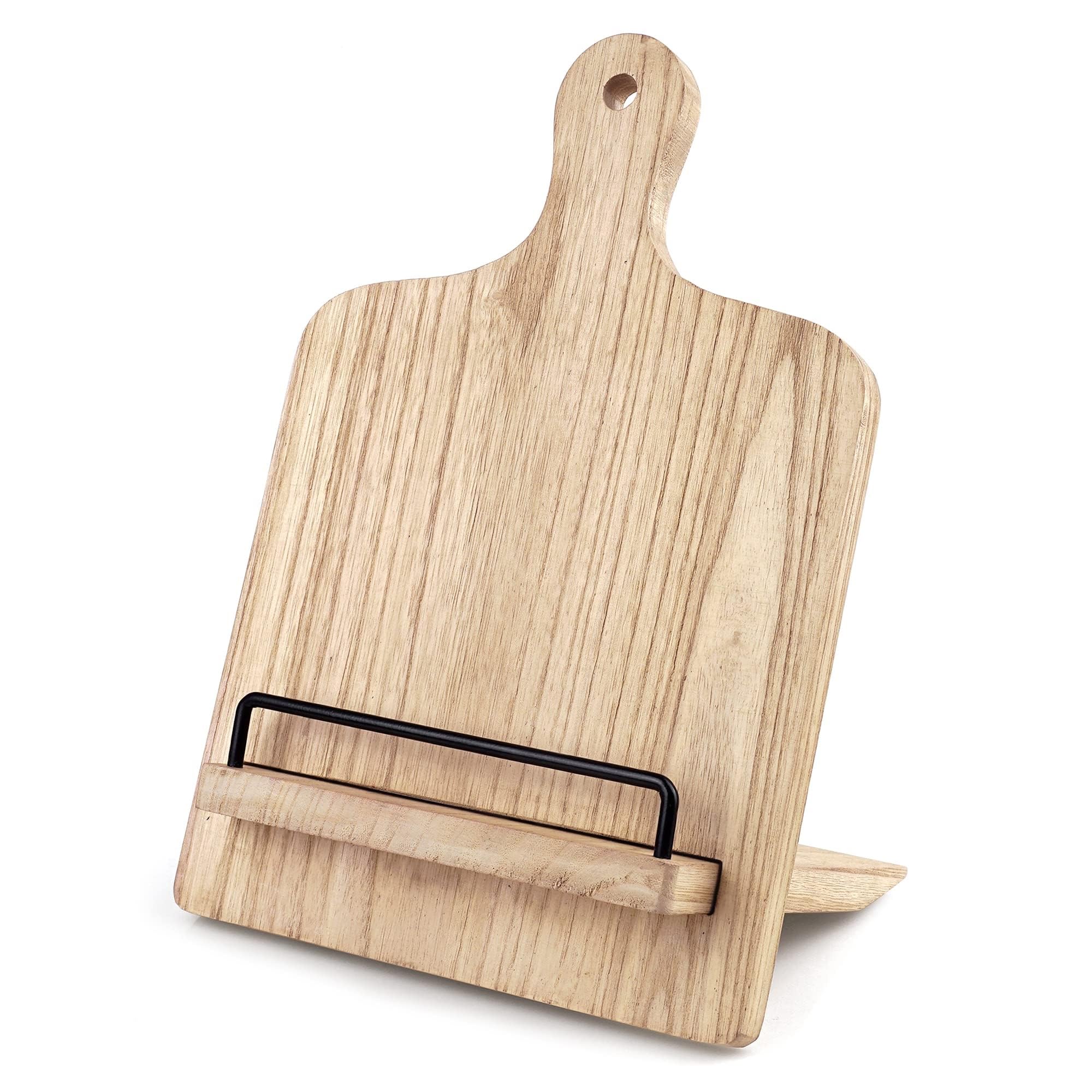 Cookbook Stand Wood Cookbook Holder: Farmhouse Kitchen Cookbook Stand - Adjustable Cookbook Recipe Stand Cookbook Stand, for Kitchen,Rustic Wood Cutting Board Style